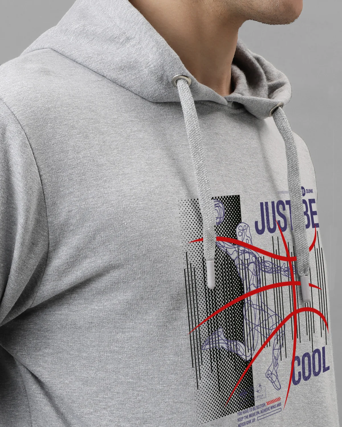 Men Grey Basketball Design Hoodie - Image 3