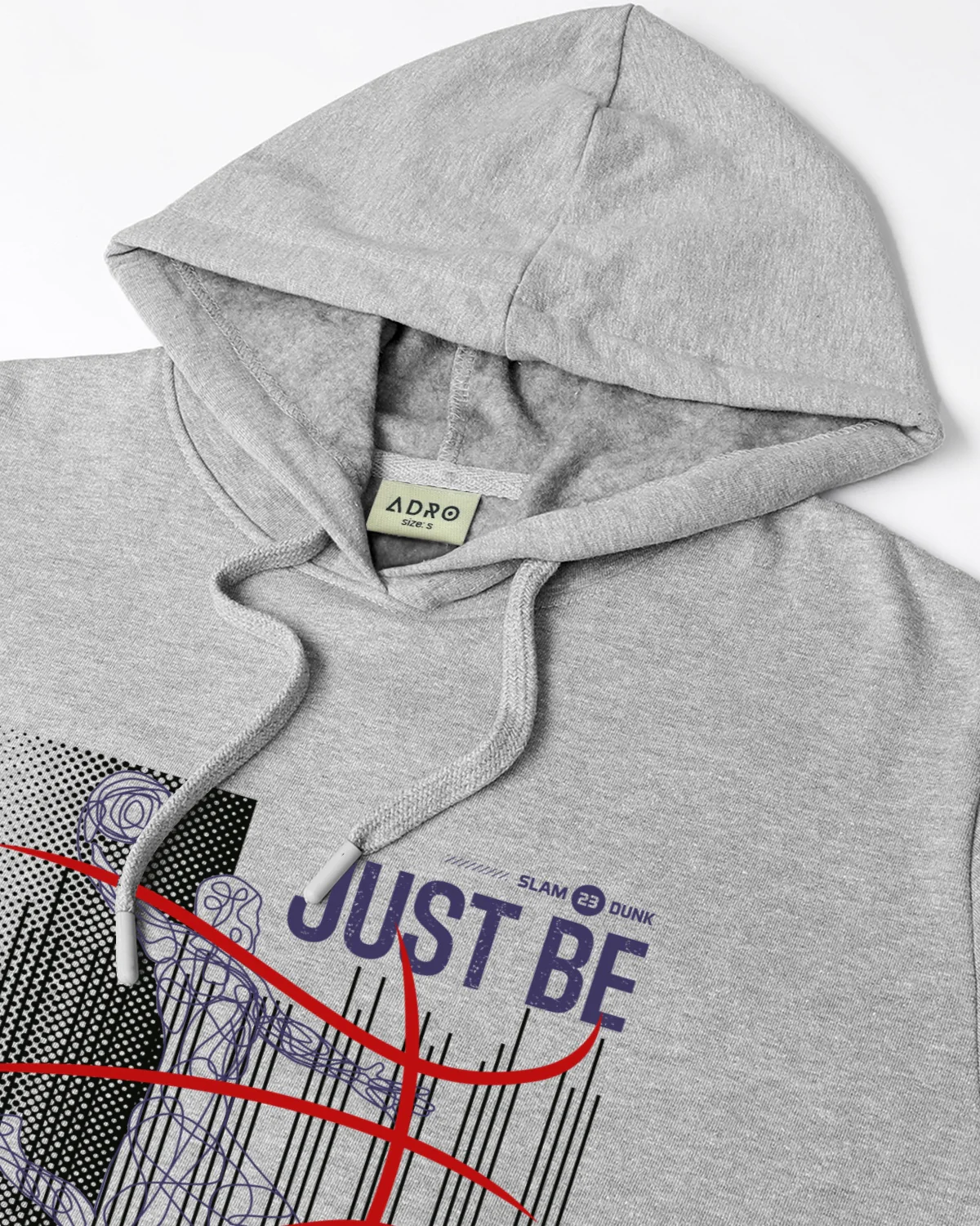 Men Grey Basketball Design Hoodie - Image 5