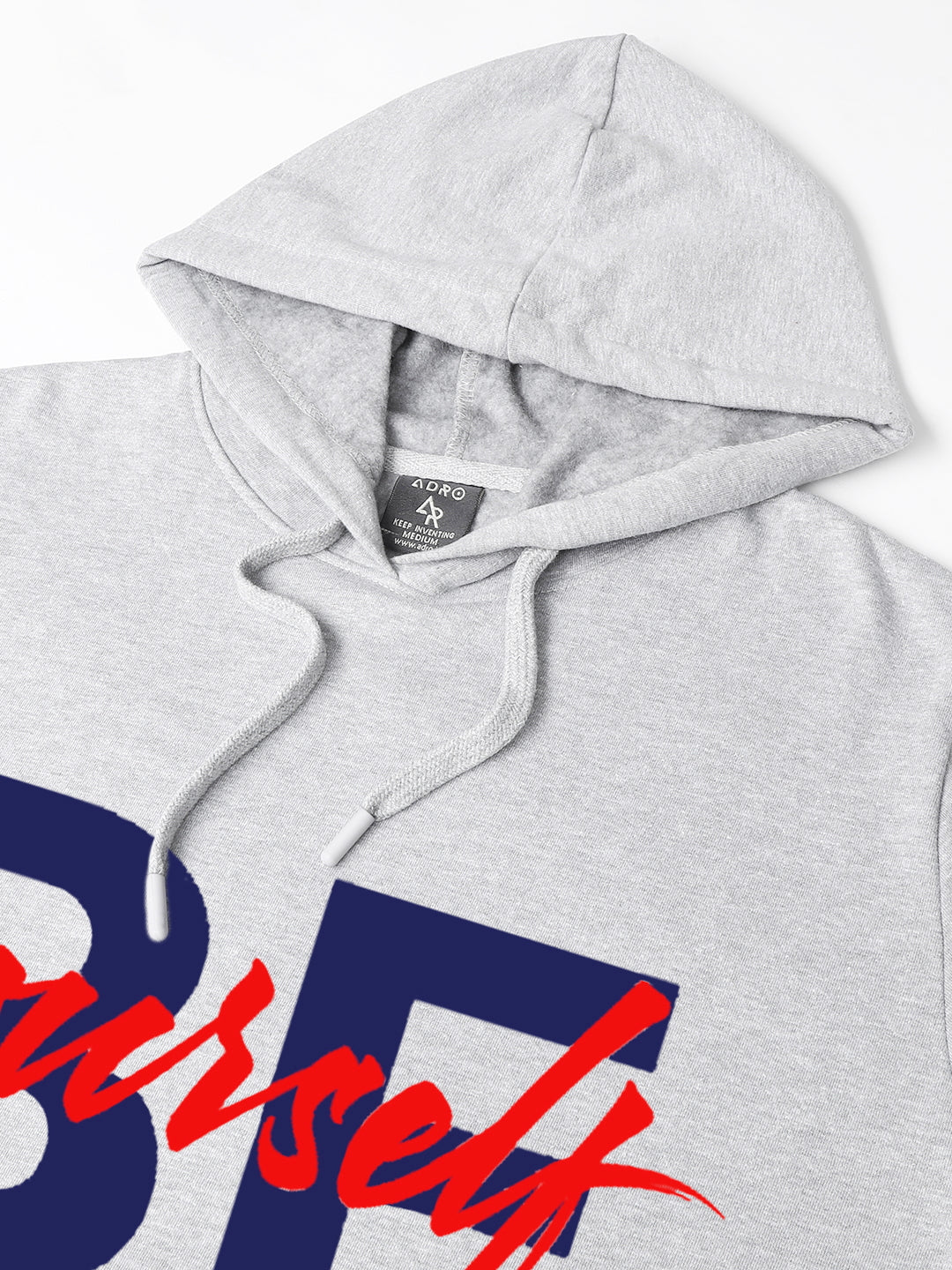 Men Grey Be Yourself Printed Hoodie - Image 5