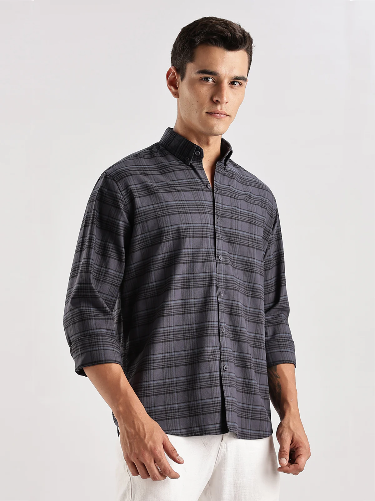 Men Grey Casual Shirt - Image 4