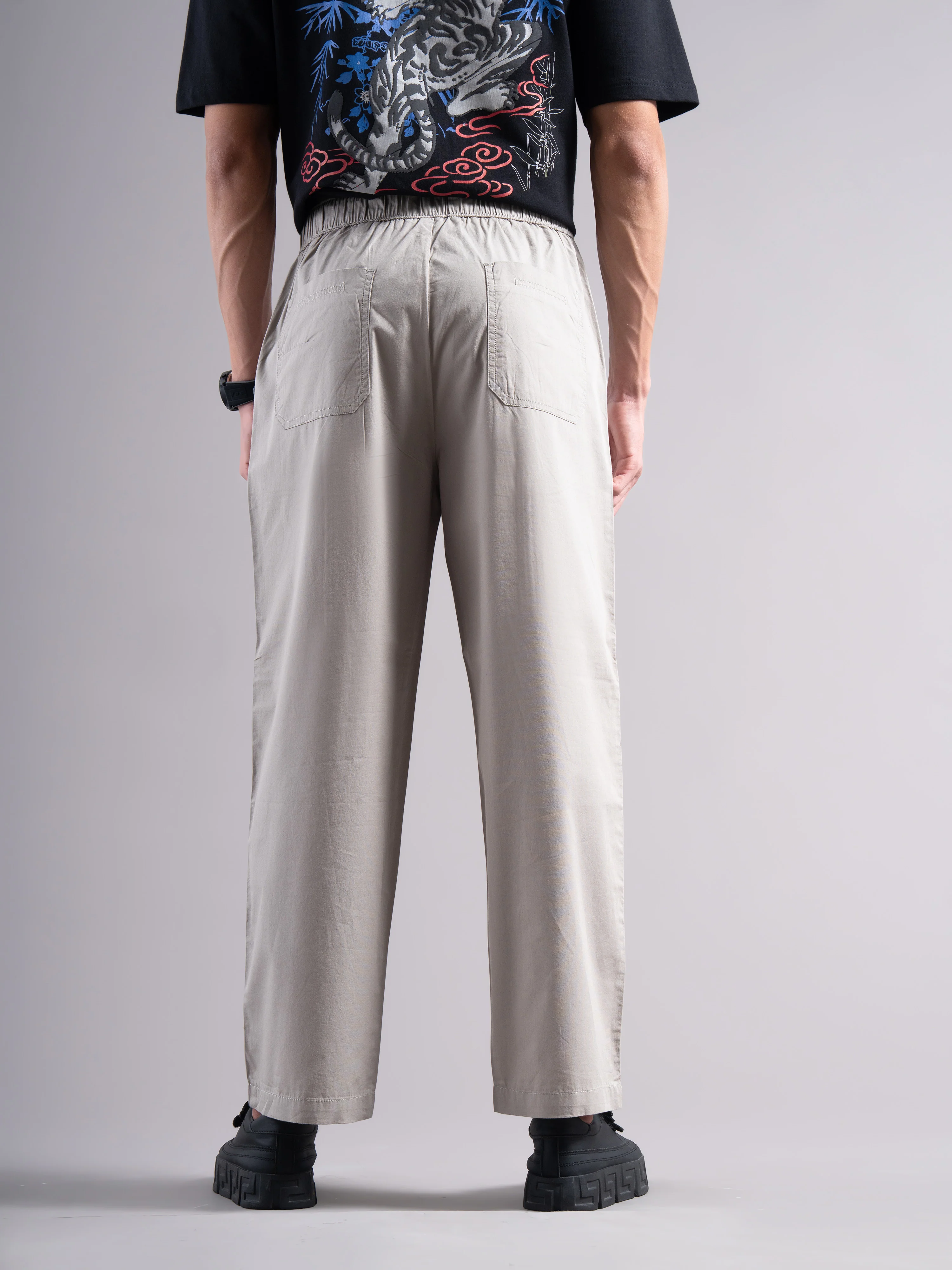 Men Grey Buckle Waist Trousers - Image 3