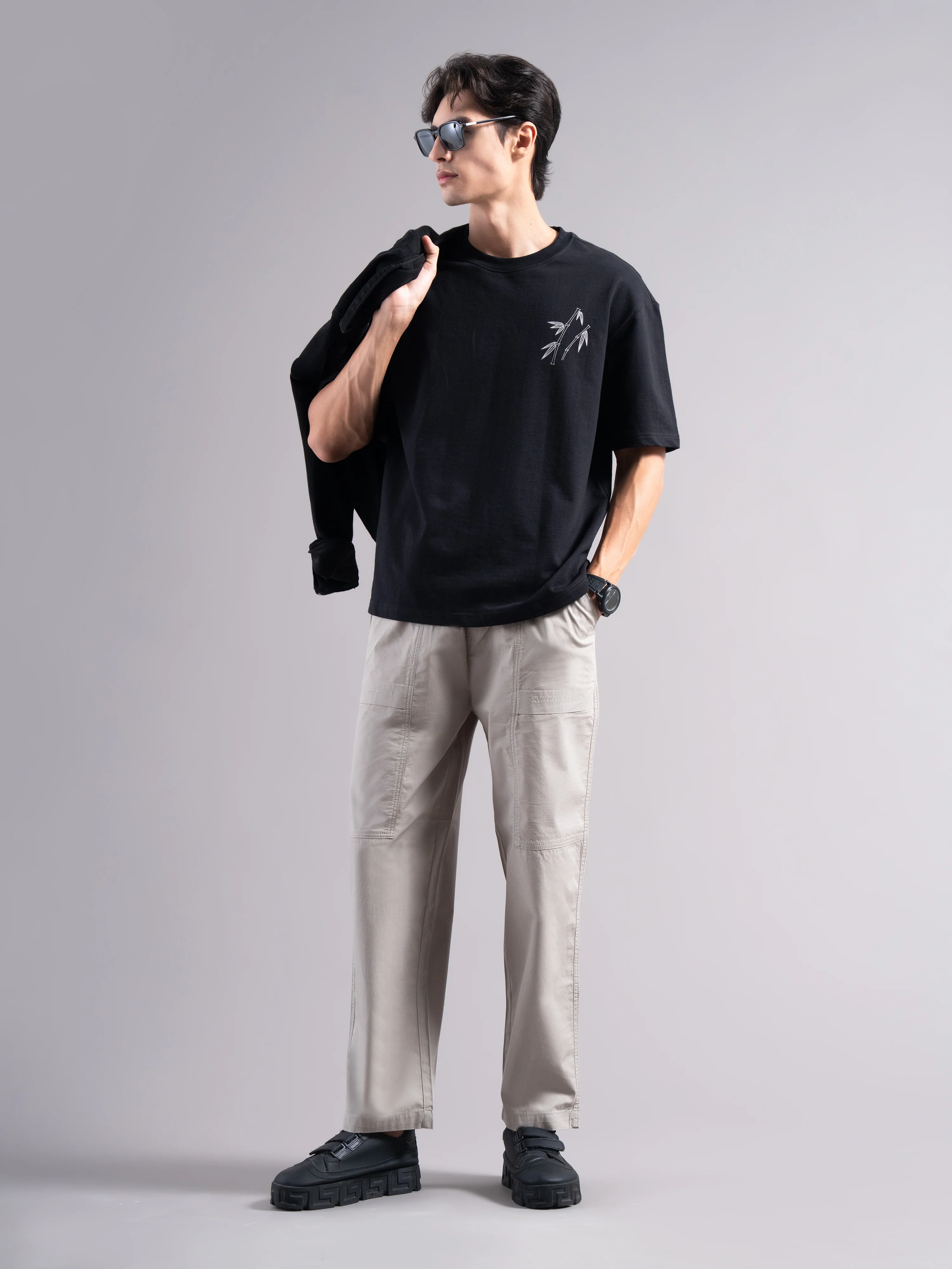 Men Grey Buckle Waist Trousers - Image 7