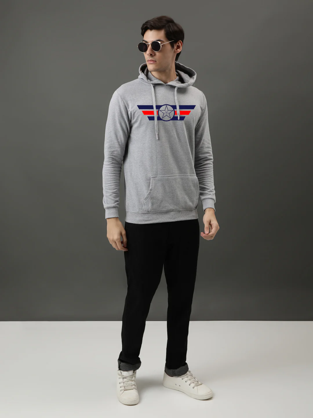 Men Grey Printed Hoodie - Image 5