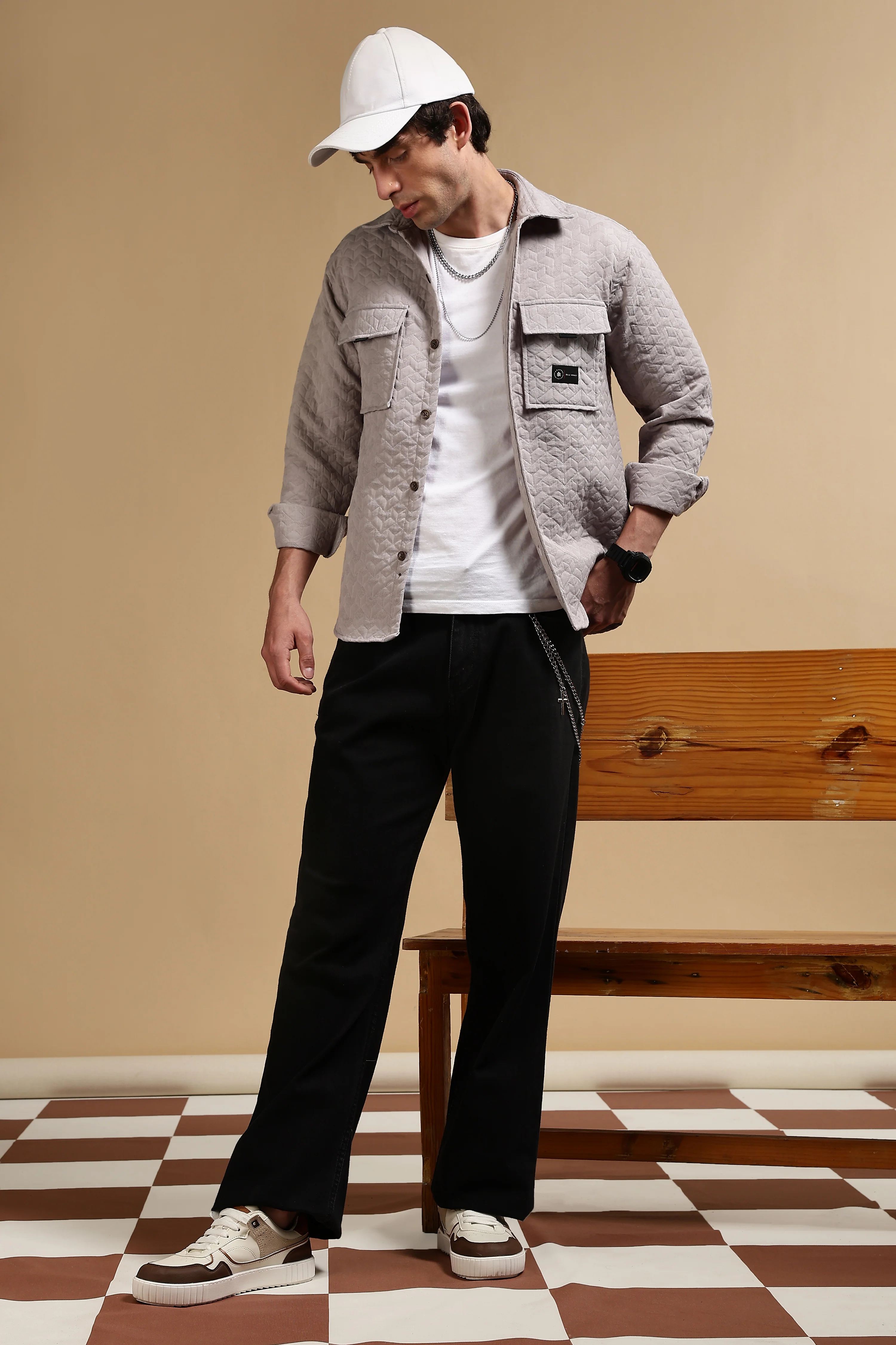 Men Grey Casual Shacket - Image 3