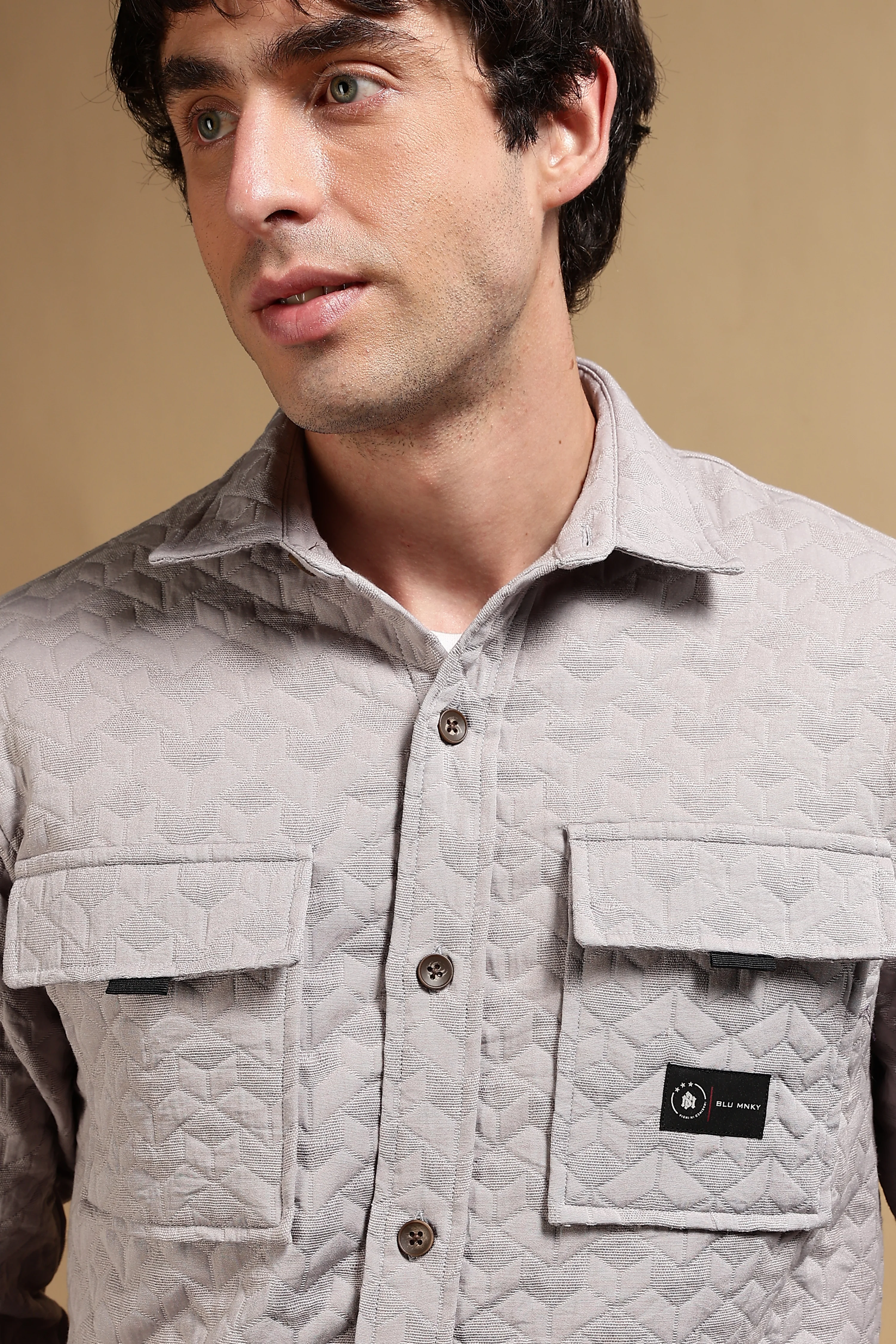 Men Grey Casual Shacket - Image 5