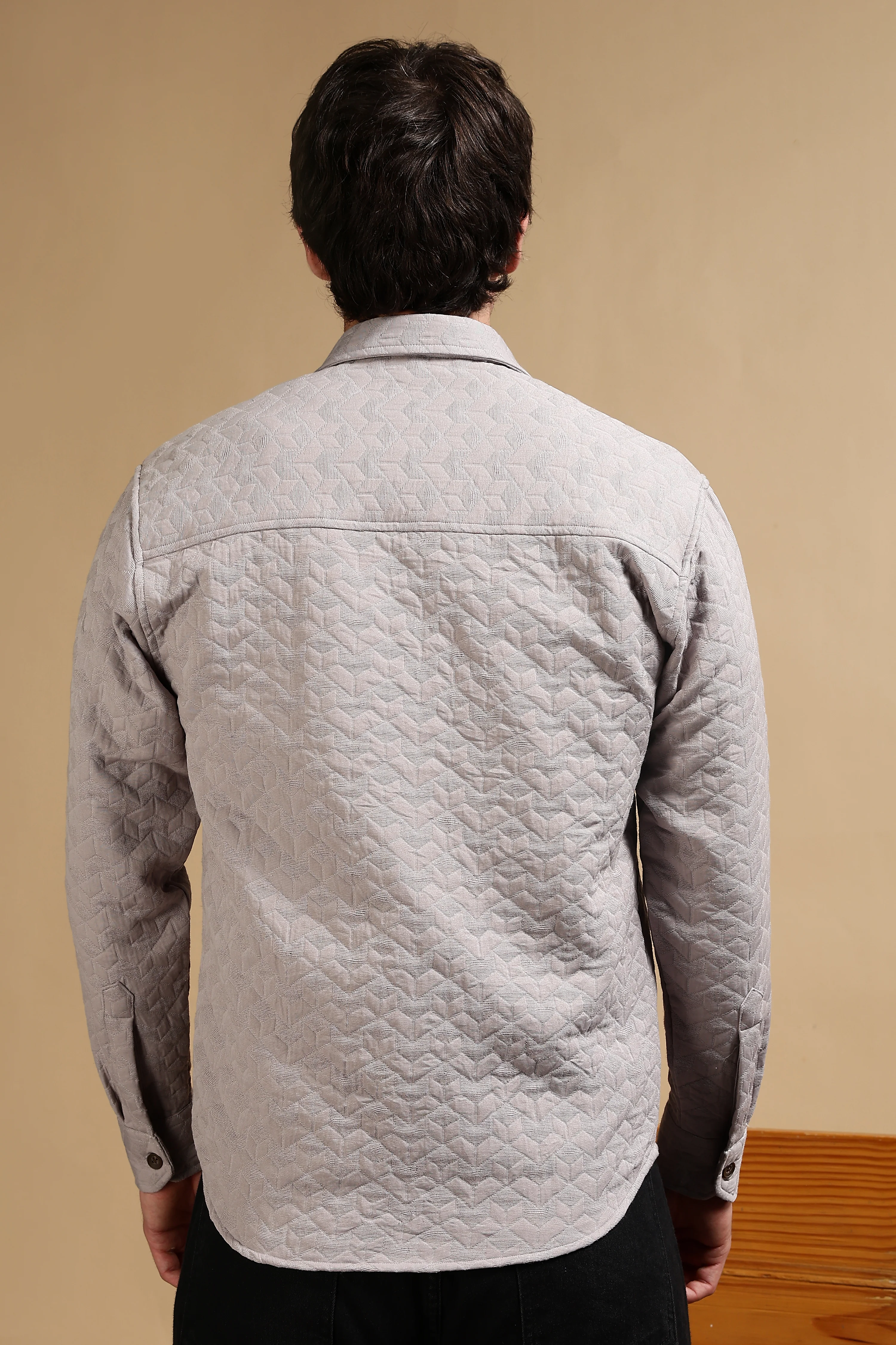 Men Grey Casual Shacket - Image 6