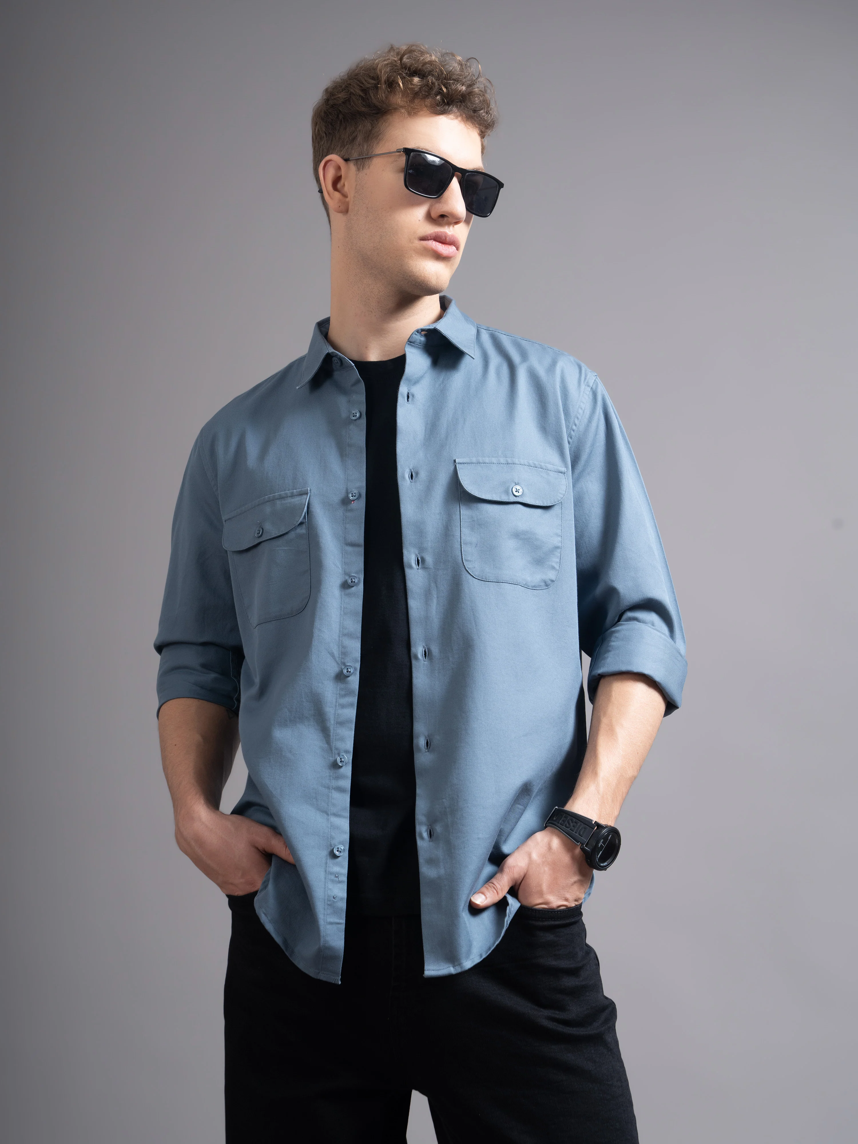 Men Grey Casual Shirt - Image 4