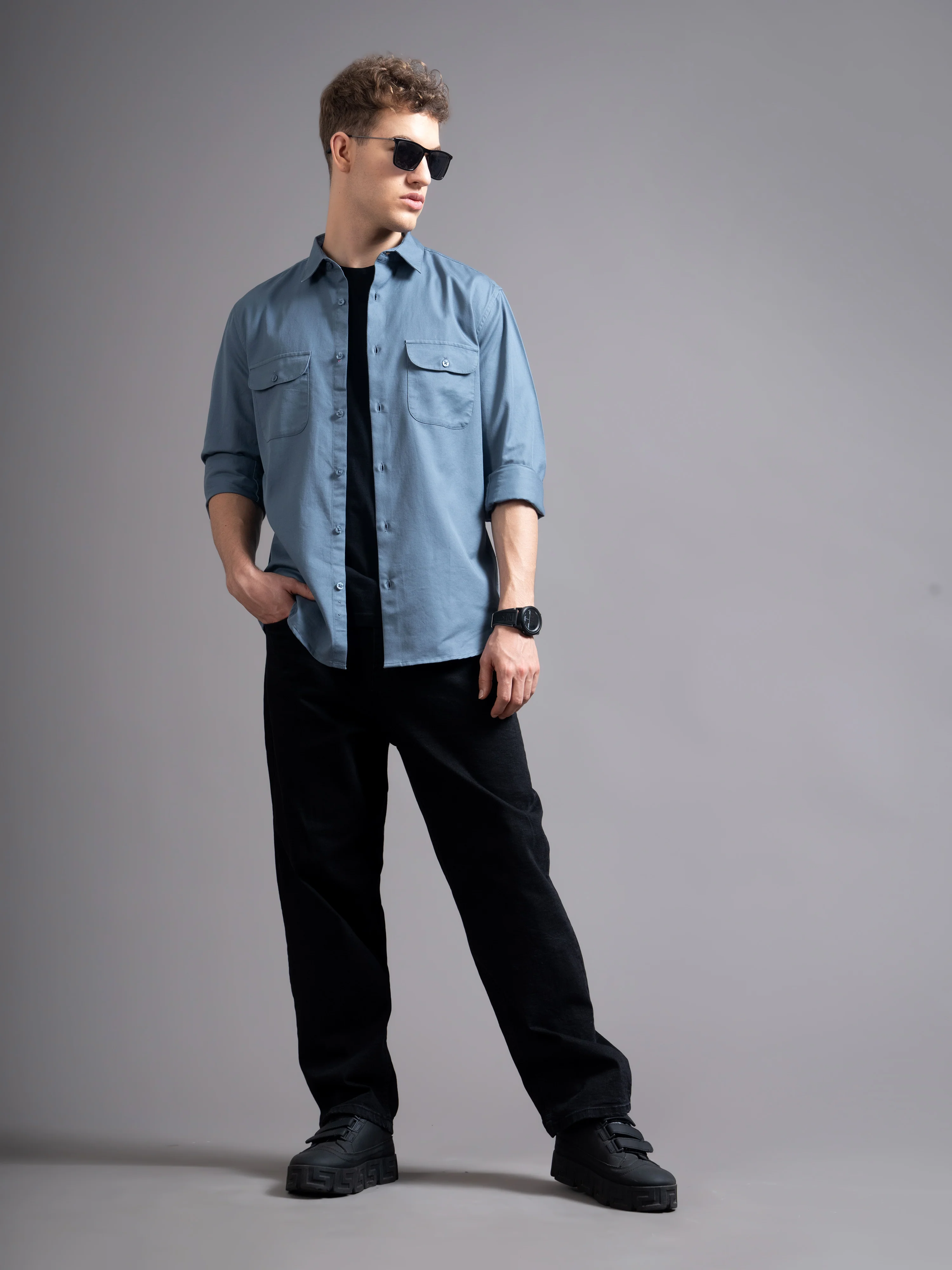 Men Grey Casual Shirt - Image 5