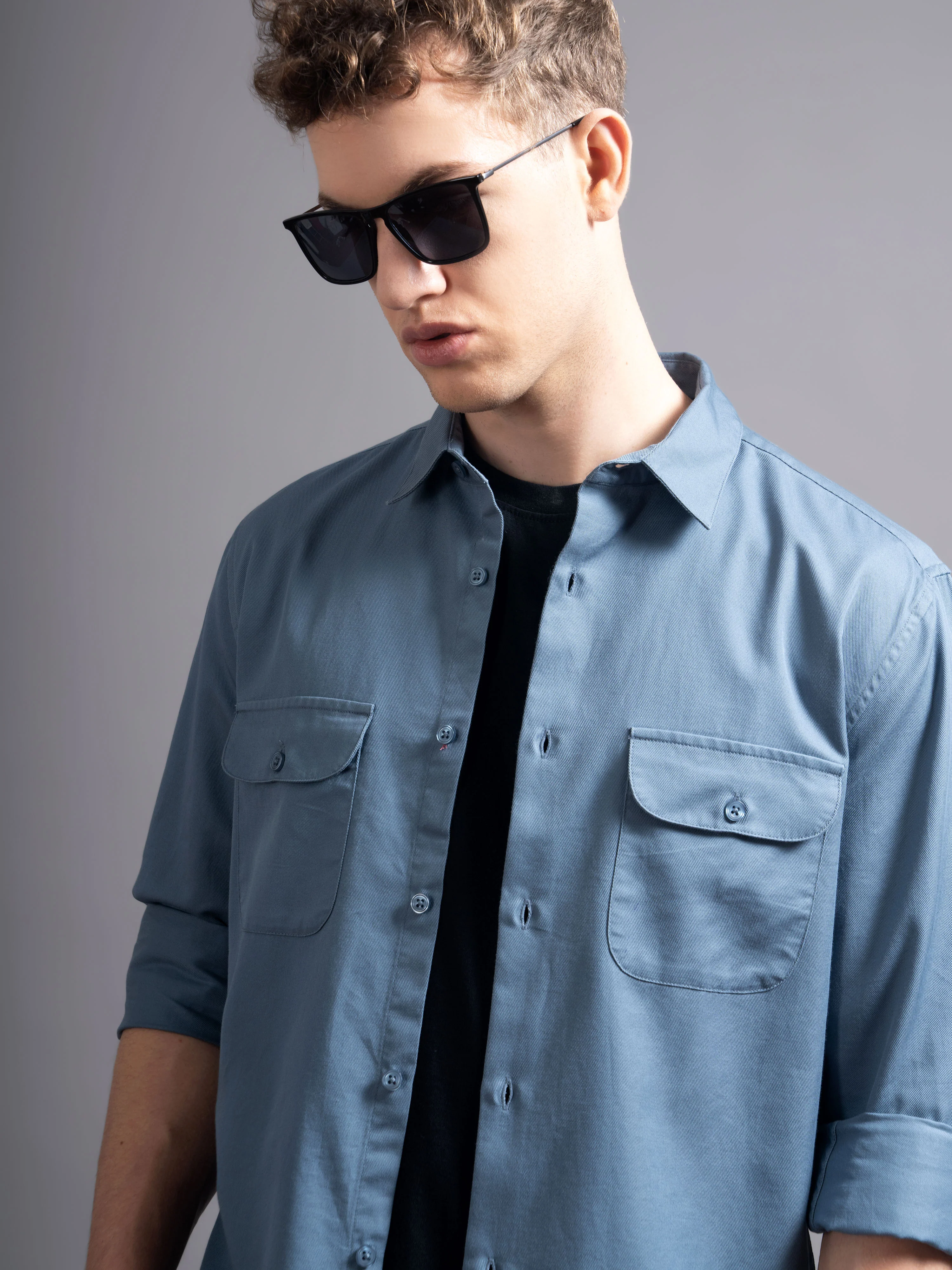 Men Grey Casual Shirt - Image 6