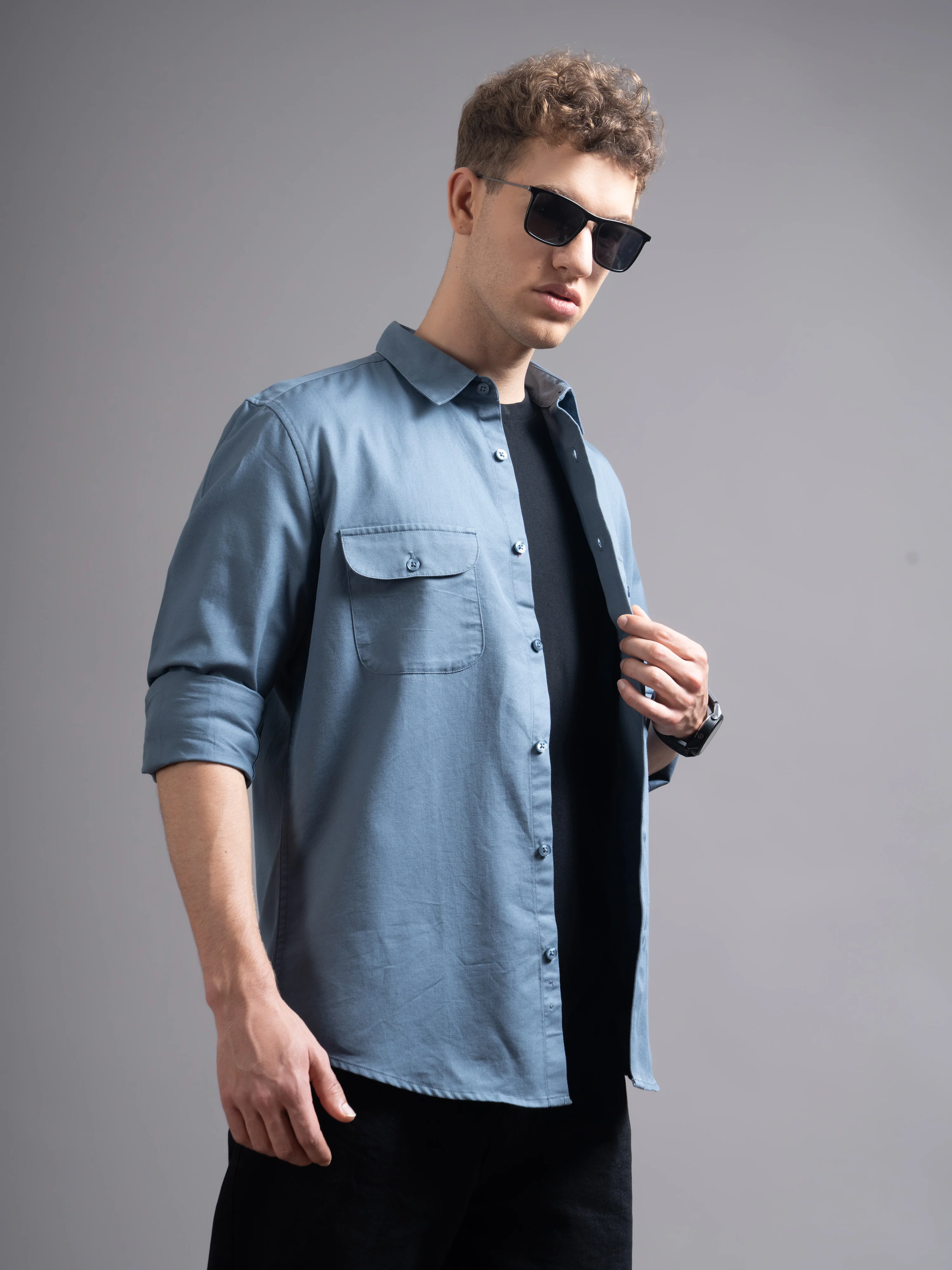 Men Grey Casual Shirt - Image 7