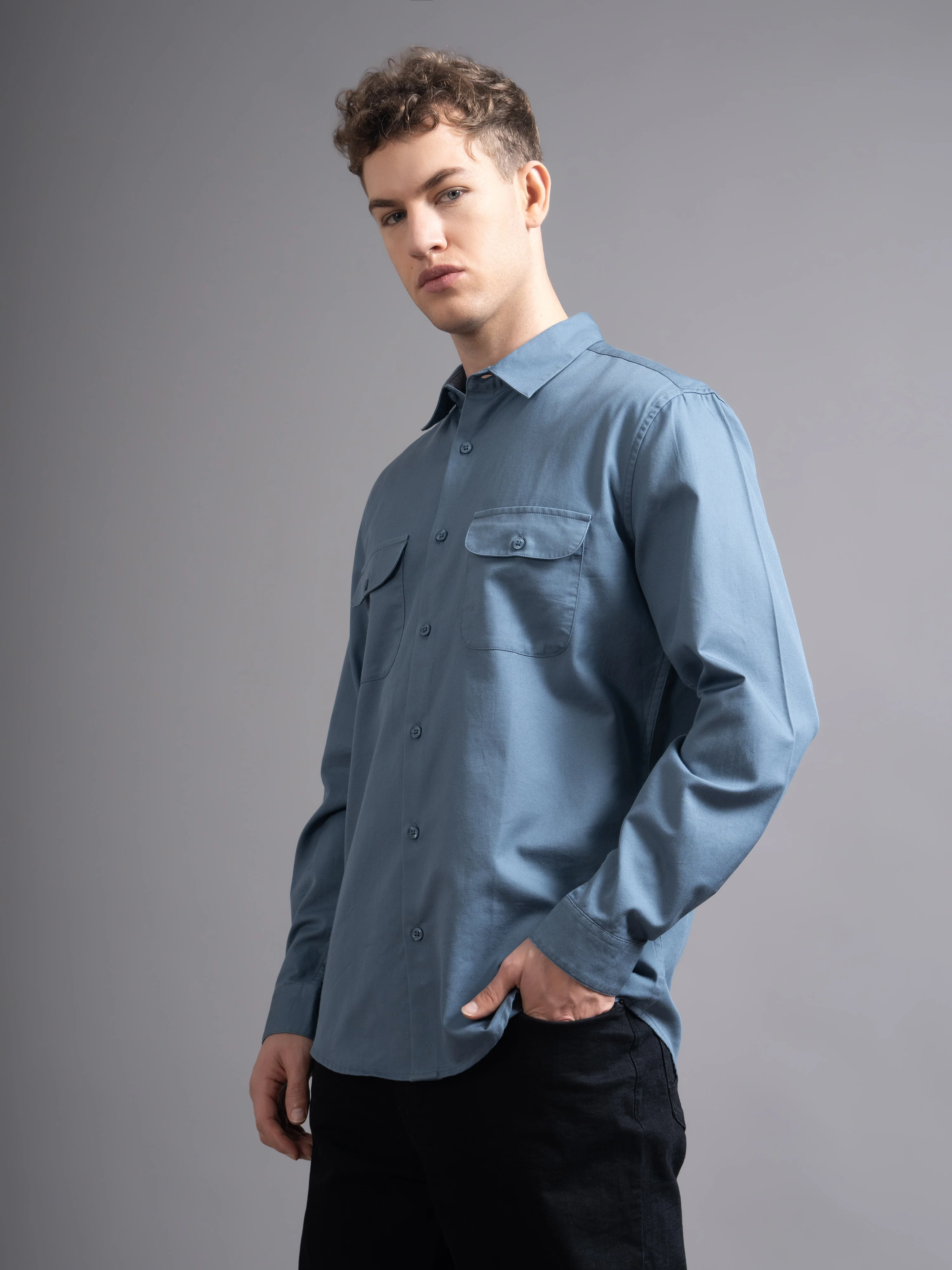 Men Grey Casual Shirt - Image 8