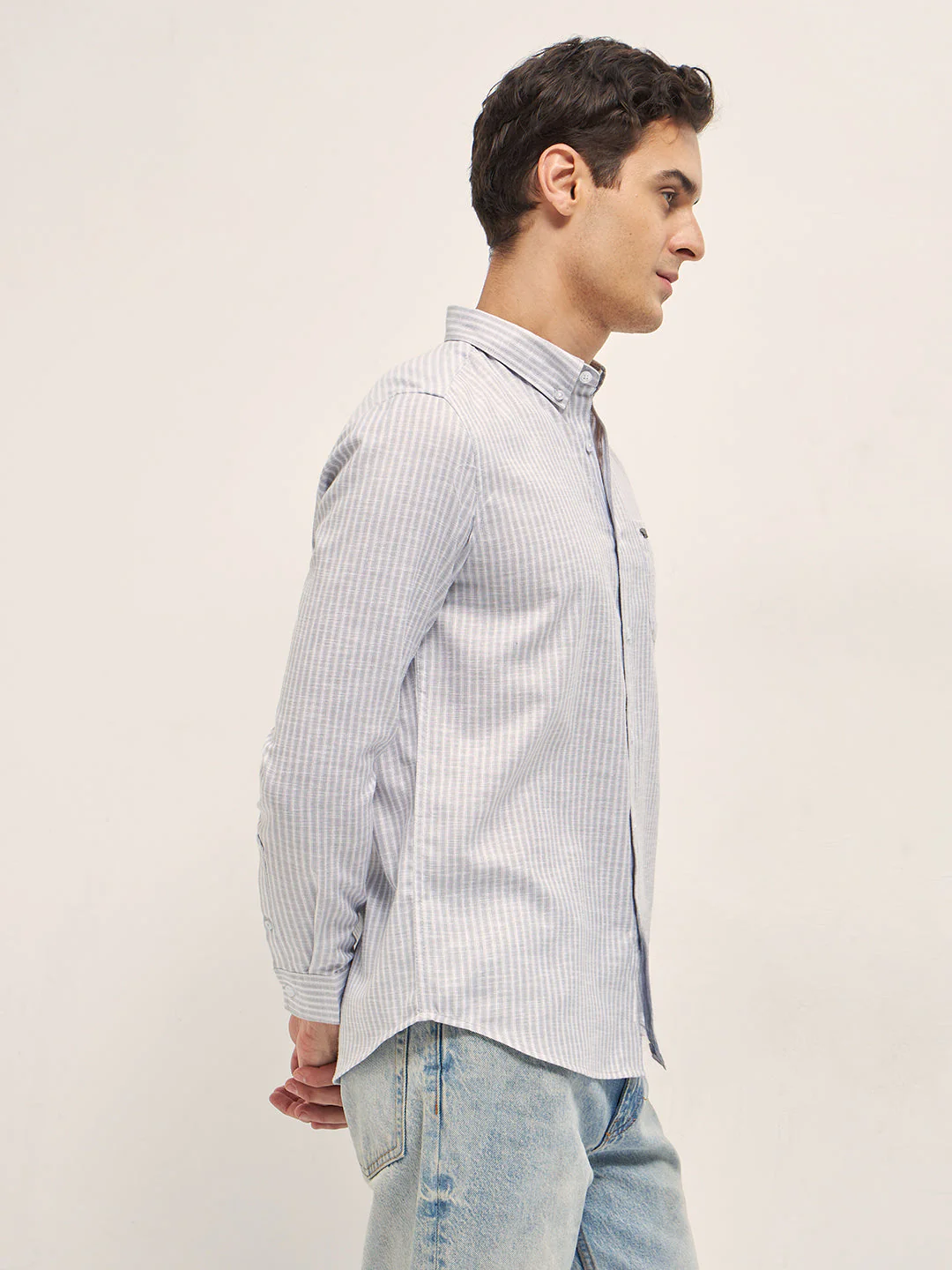 Men Grey Casual Shirt - Image 3