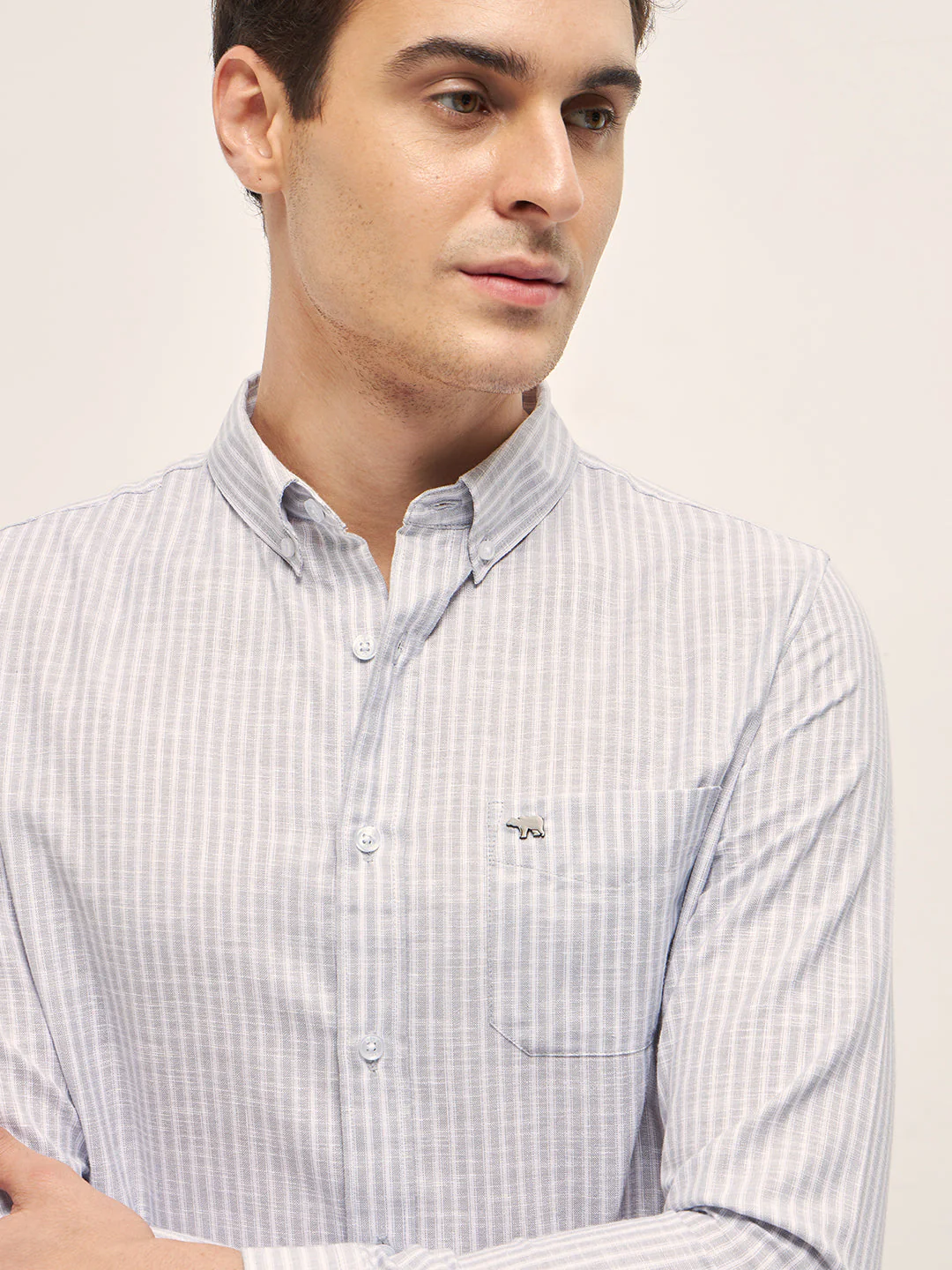 Men Grey Casual Shirt - Image 5