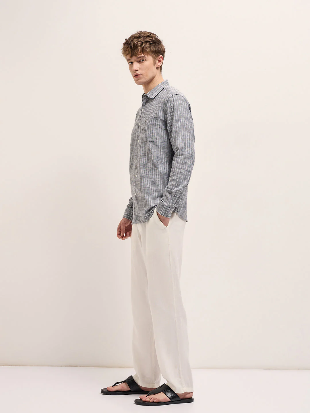 Men Grey Casual Shirt - Image 3