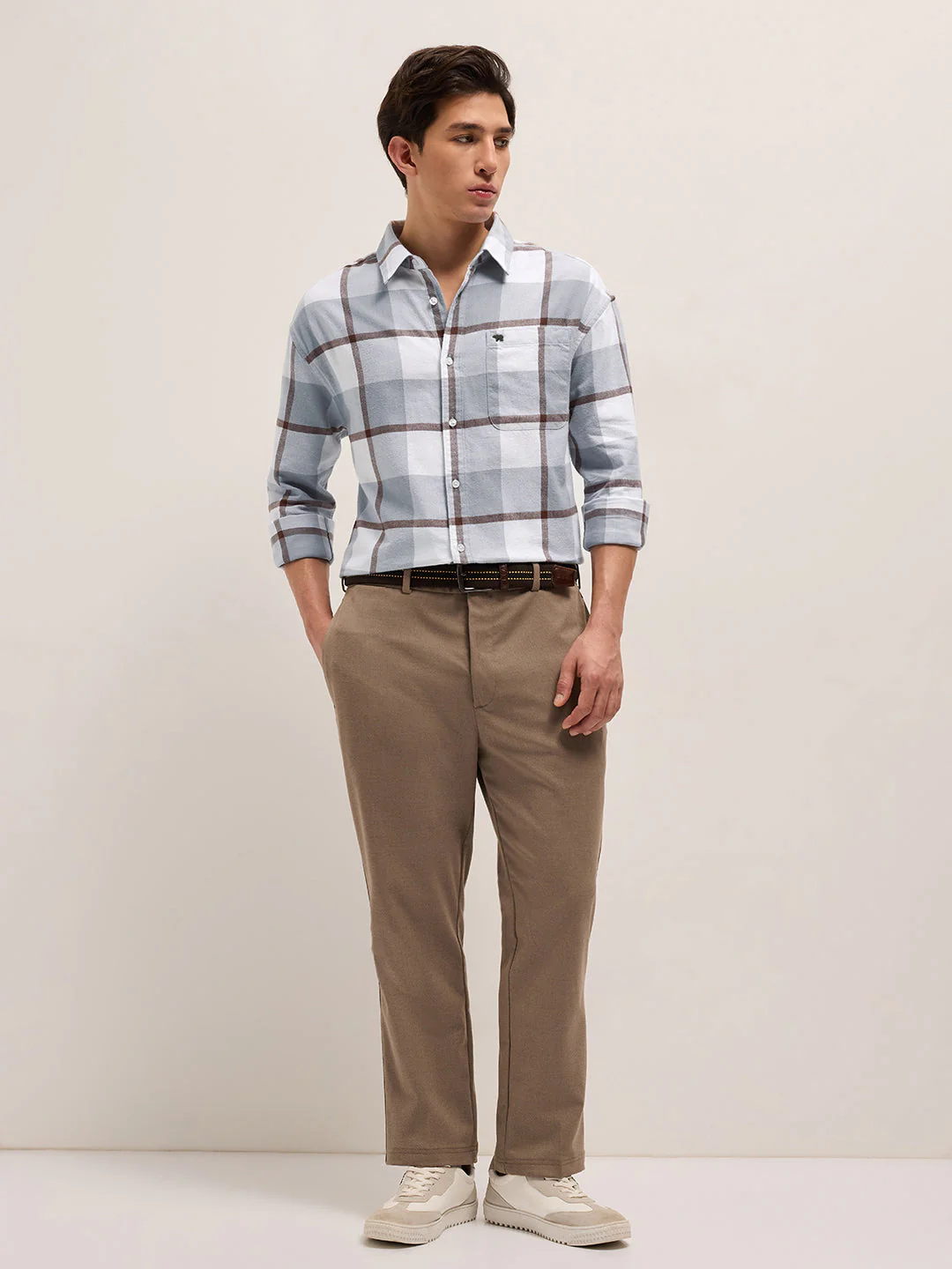 Men Grey Checked Design Relax Fit Casual Shirt - Image 4