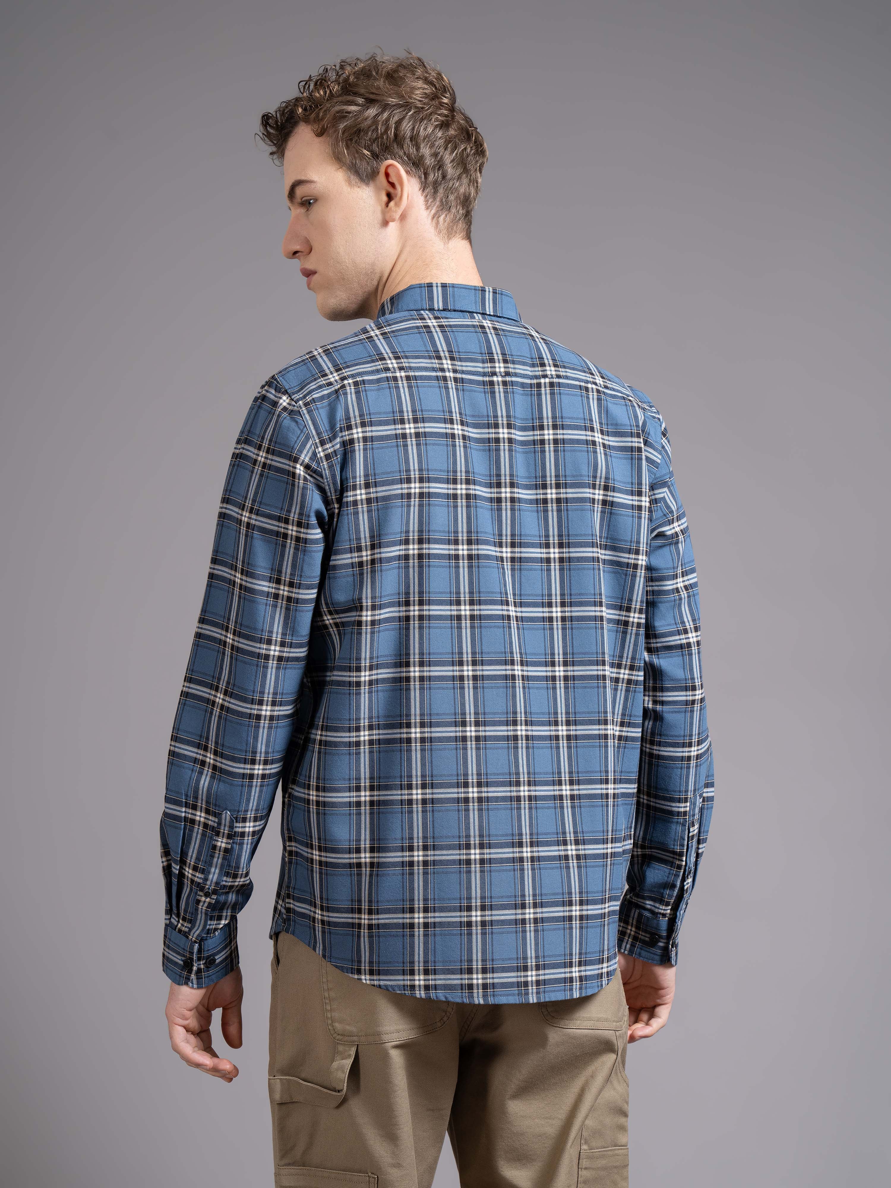 Men Grey Checked Shirt - Image 2