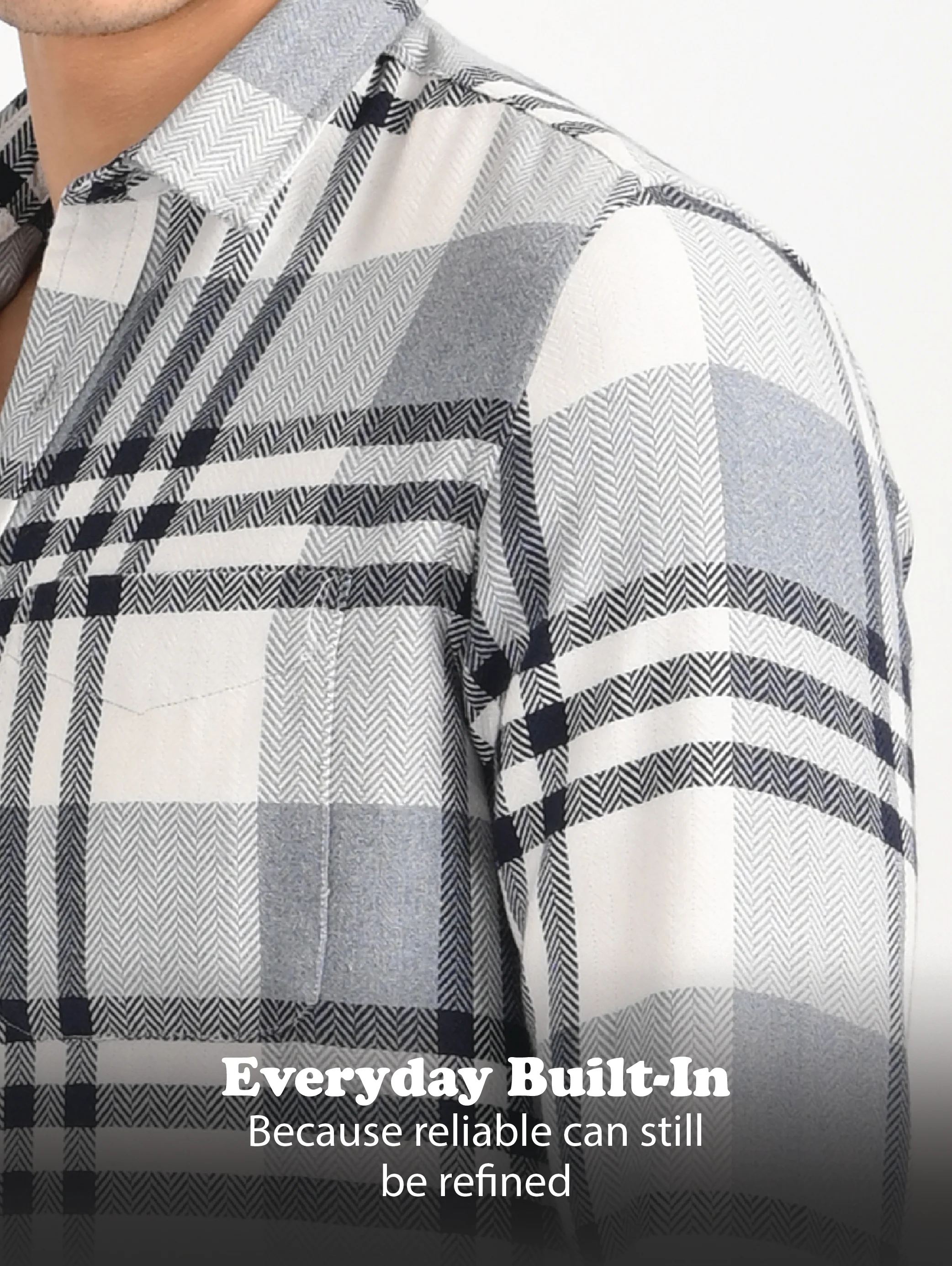 Men Grey Classic Bold Checked Shirt - Image 12