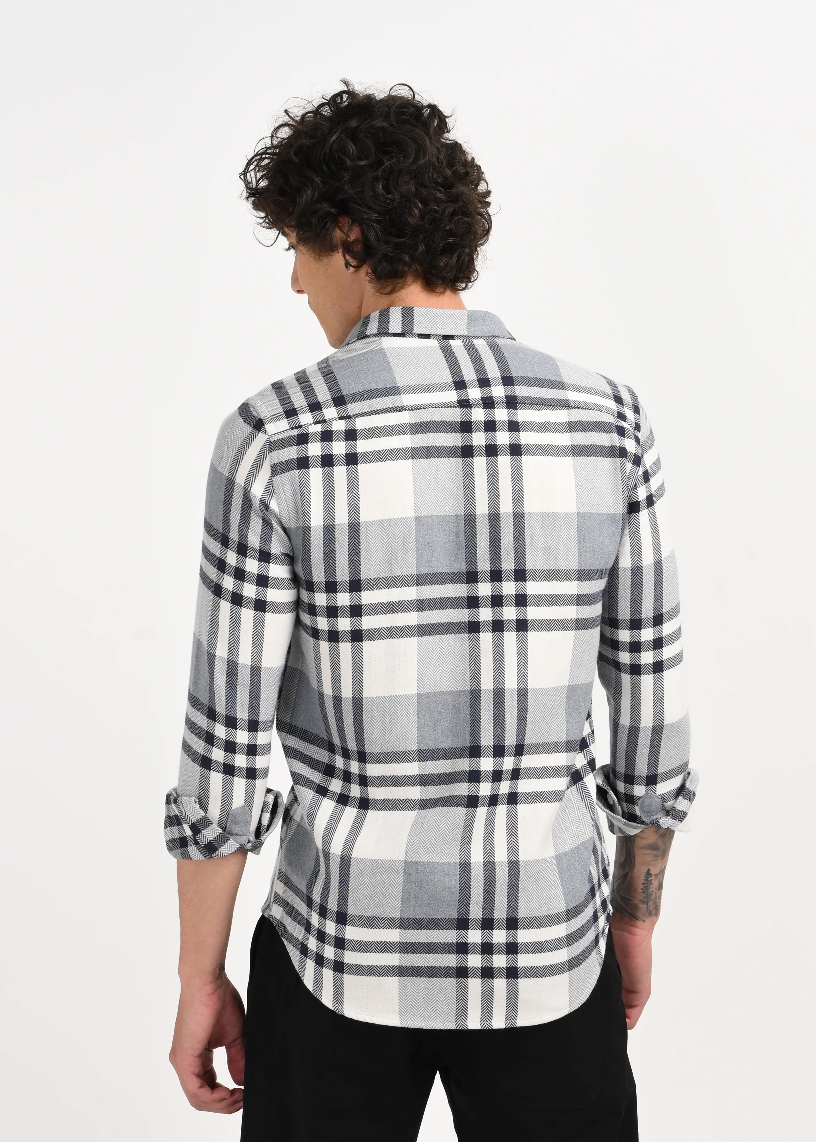 Men Grey Classic Bold Checked Shirt - Image 2
