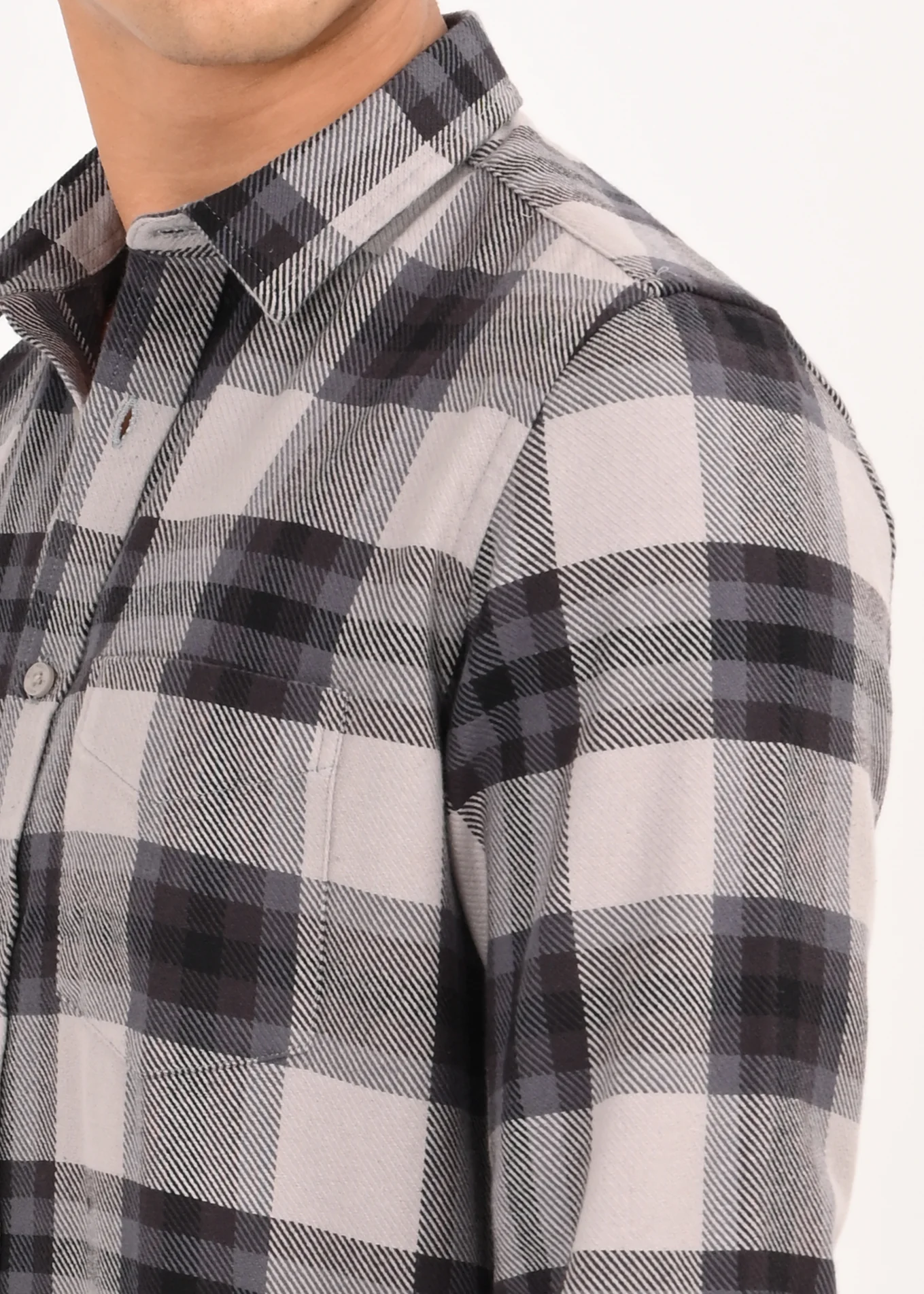 Men Grey Classic Checked Shirt - Image 3