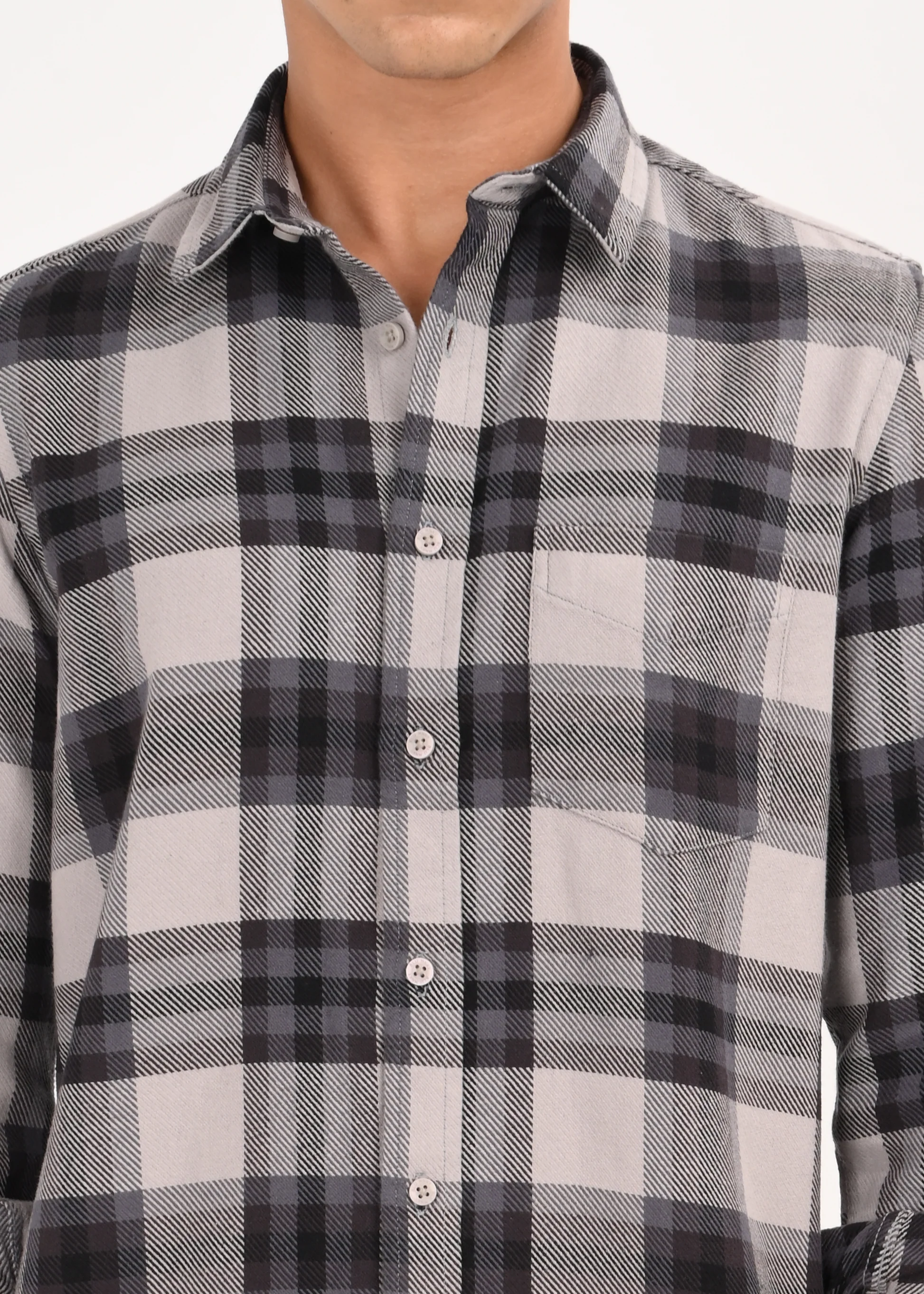 Men Grey Classic Checked Shirt - Image 7