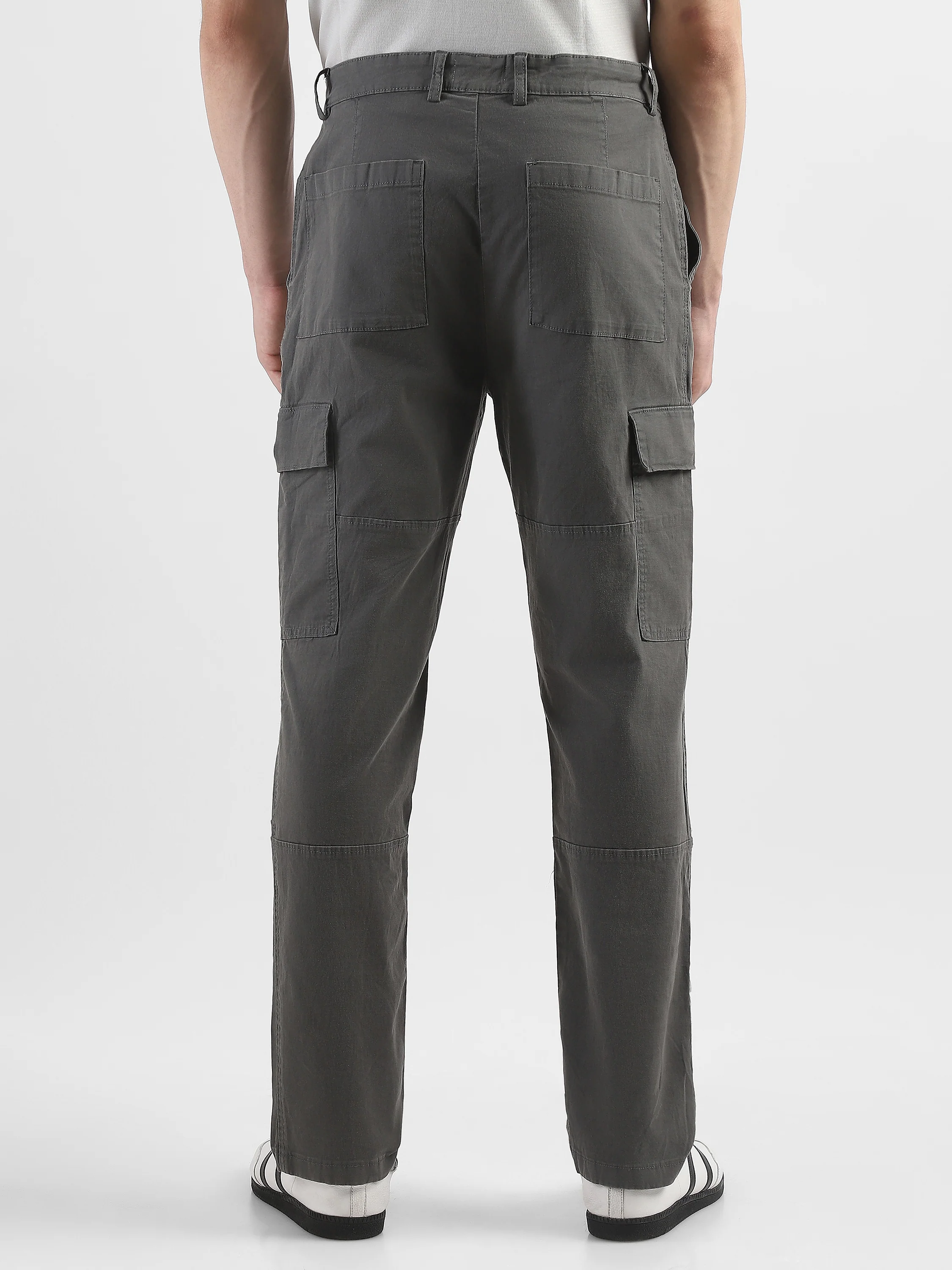 Men Grey Comfort Cargo Pants with 6 Pockets - Image 4