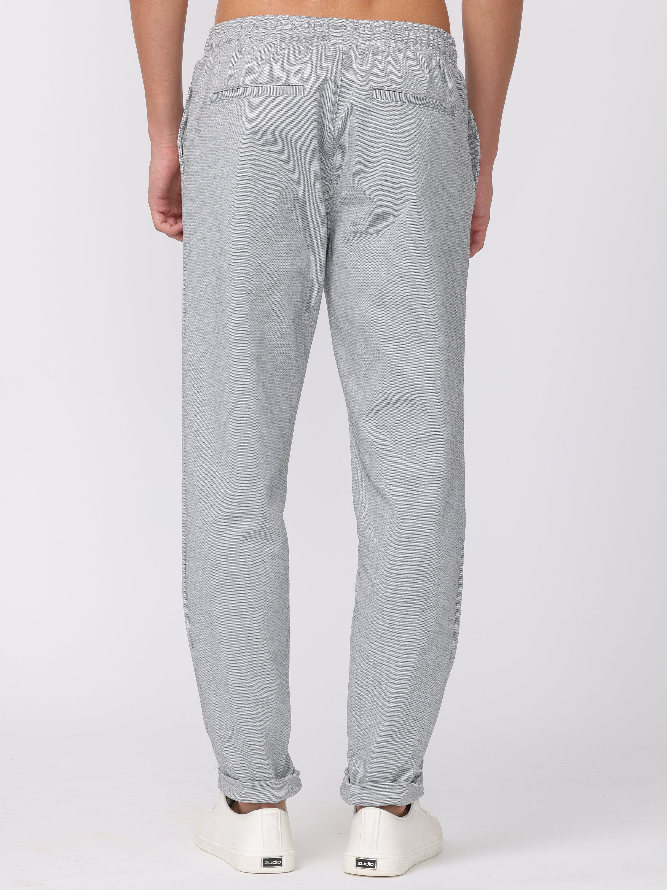 Men Grey Textured Comfort Fit Joggers - Image 4