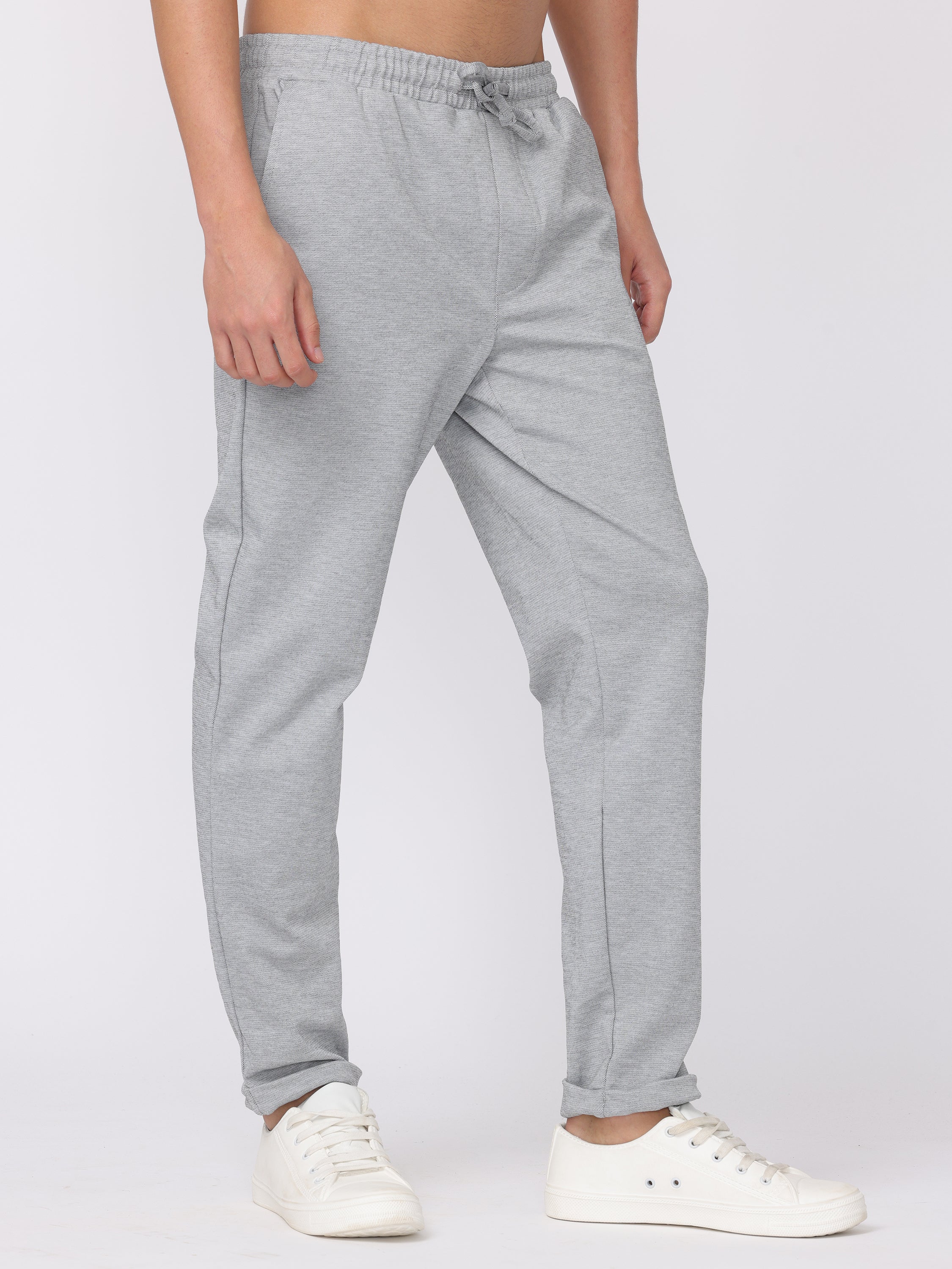 Men Grey Textured Comfort Fit Joggers - Image 5