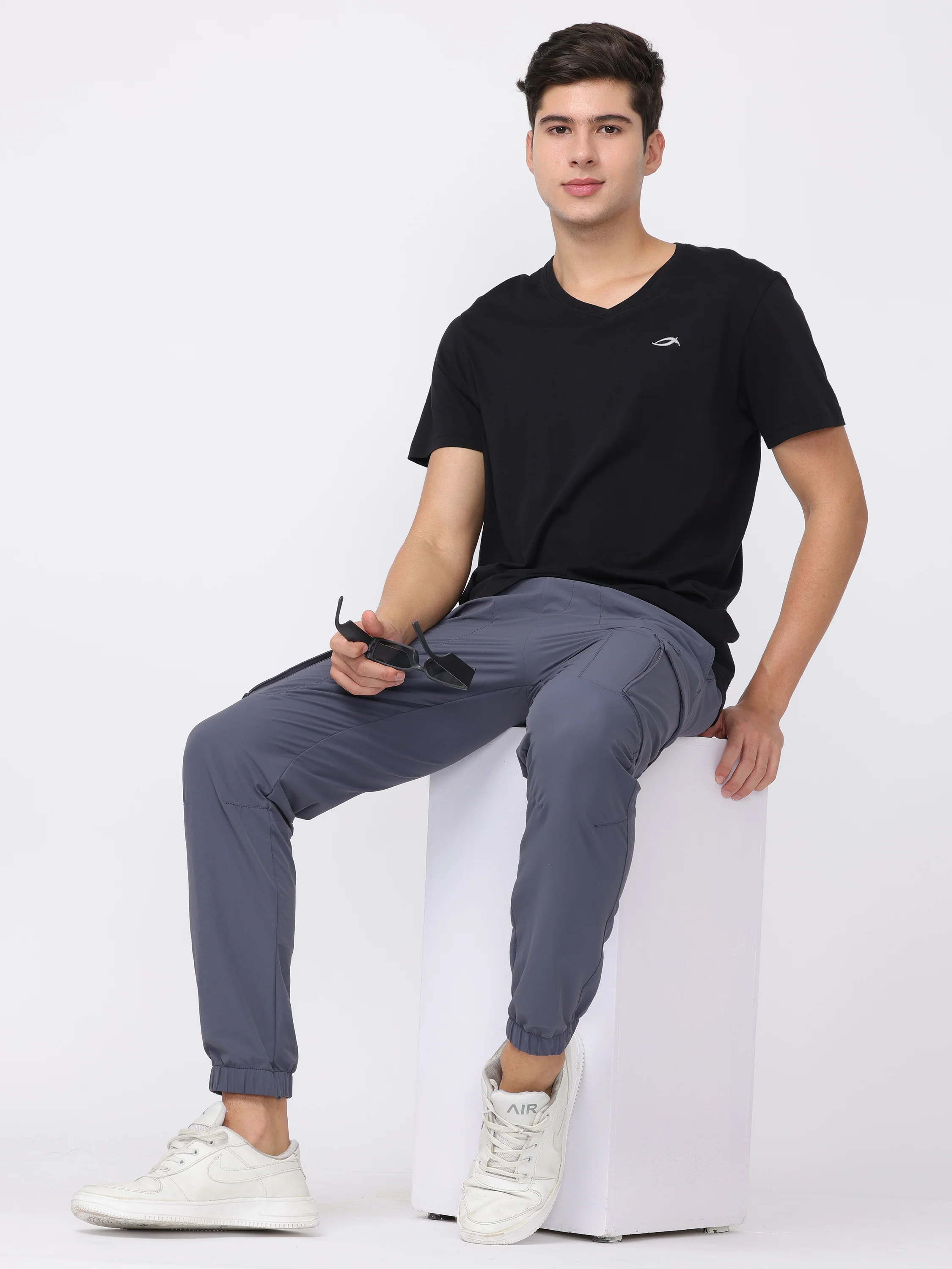 Men Grey Comfort Fit Parachute Joggers - Image 2