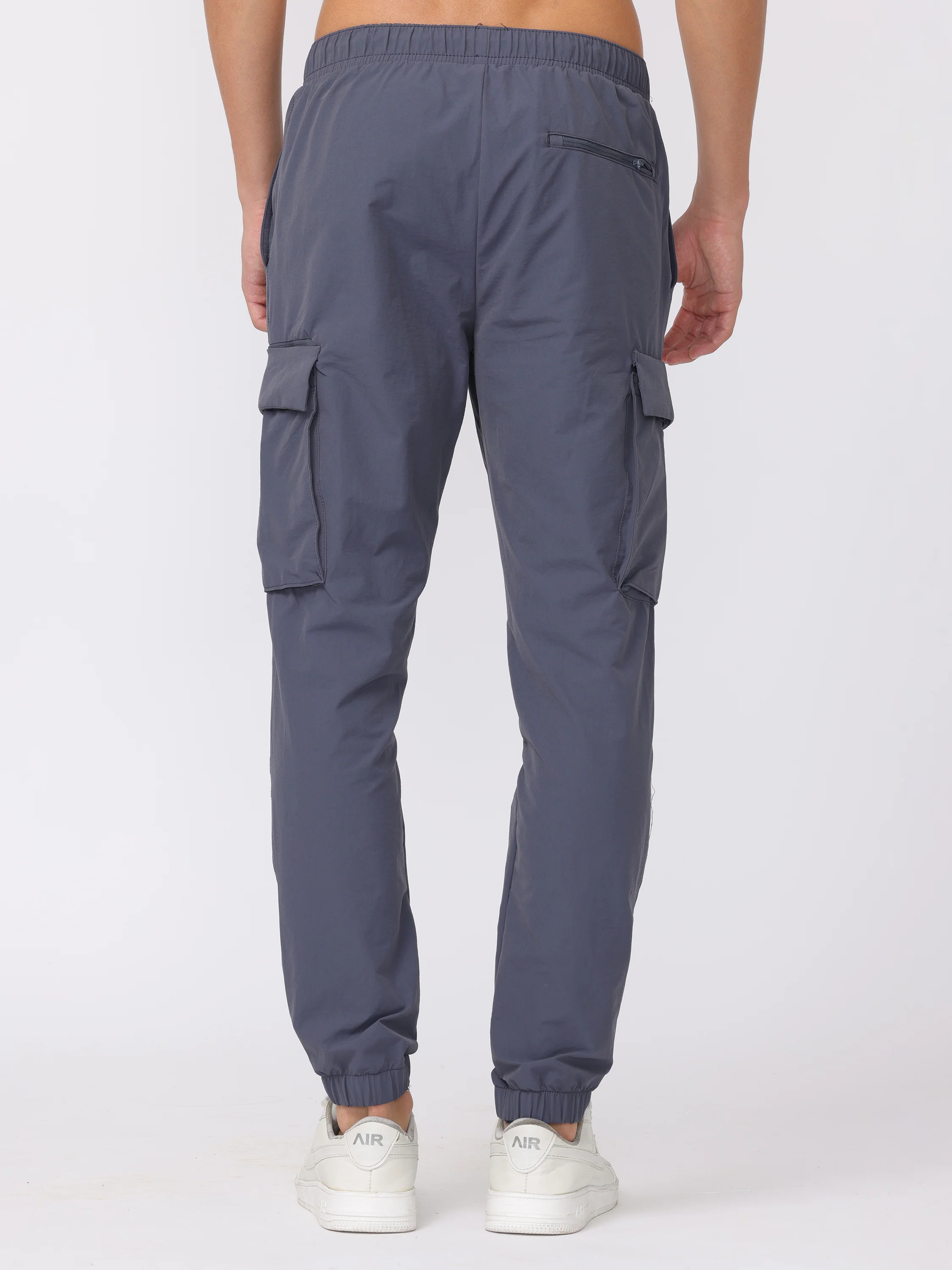 Men Grey Comfort Fit Parachute Joggers - Image 4