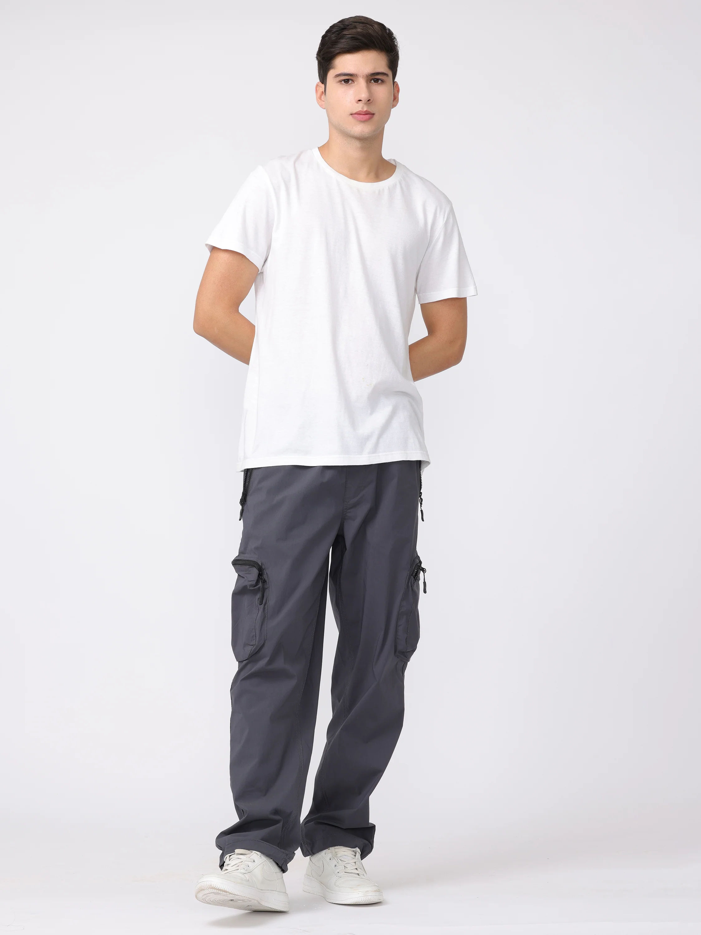 Men Grey Comfort Fit Parachute Joggers - Image 2