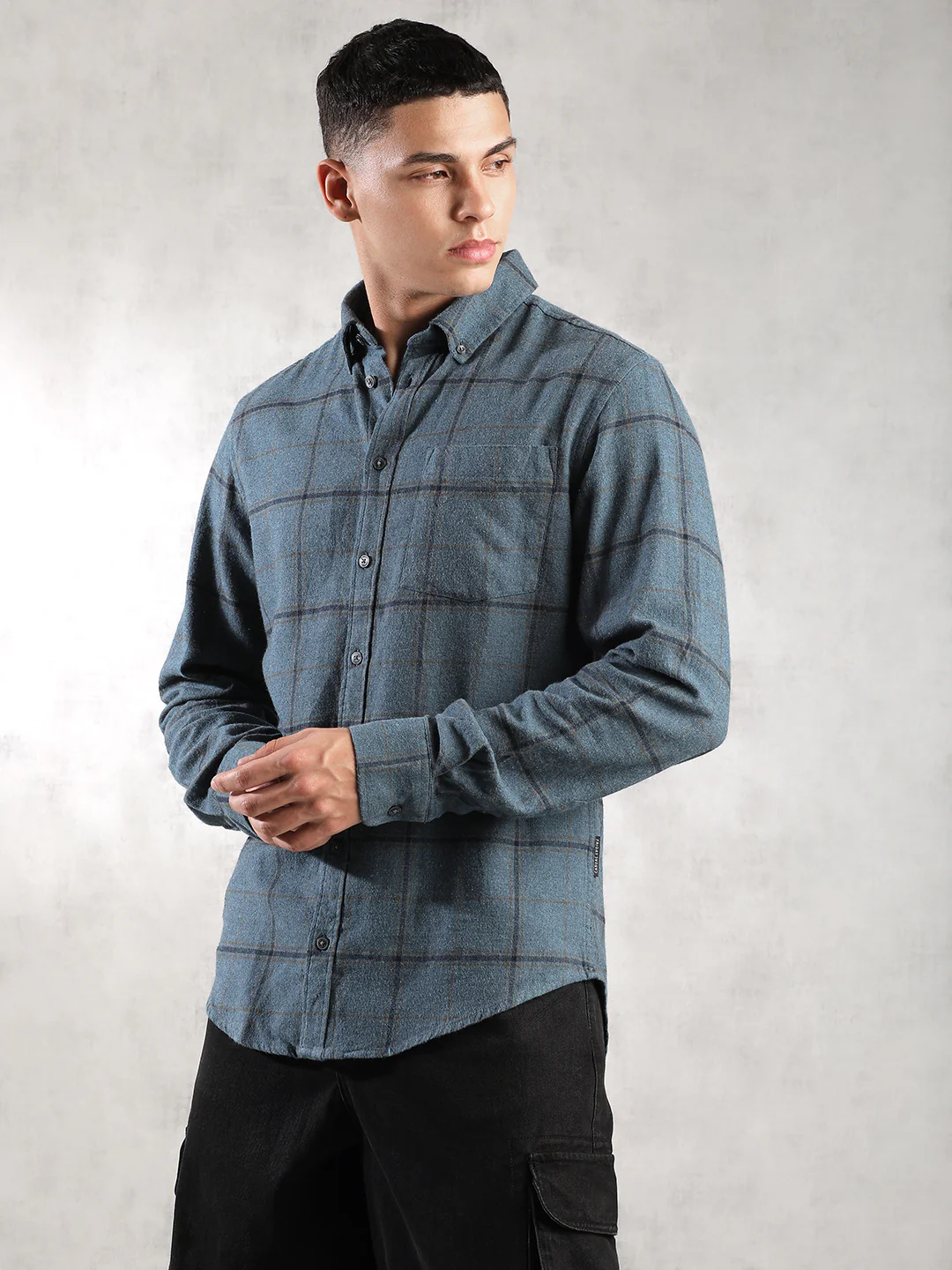 Men Grey Comfort Fit Shirt - Image 3