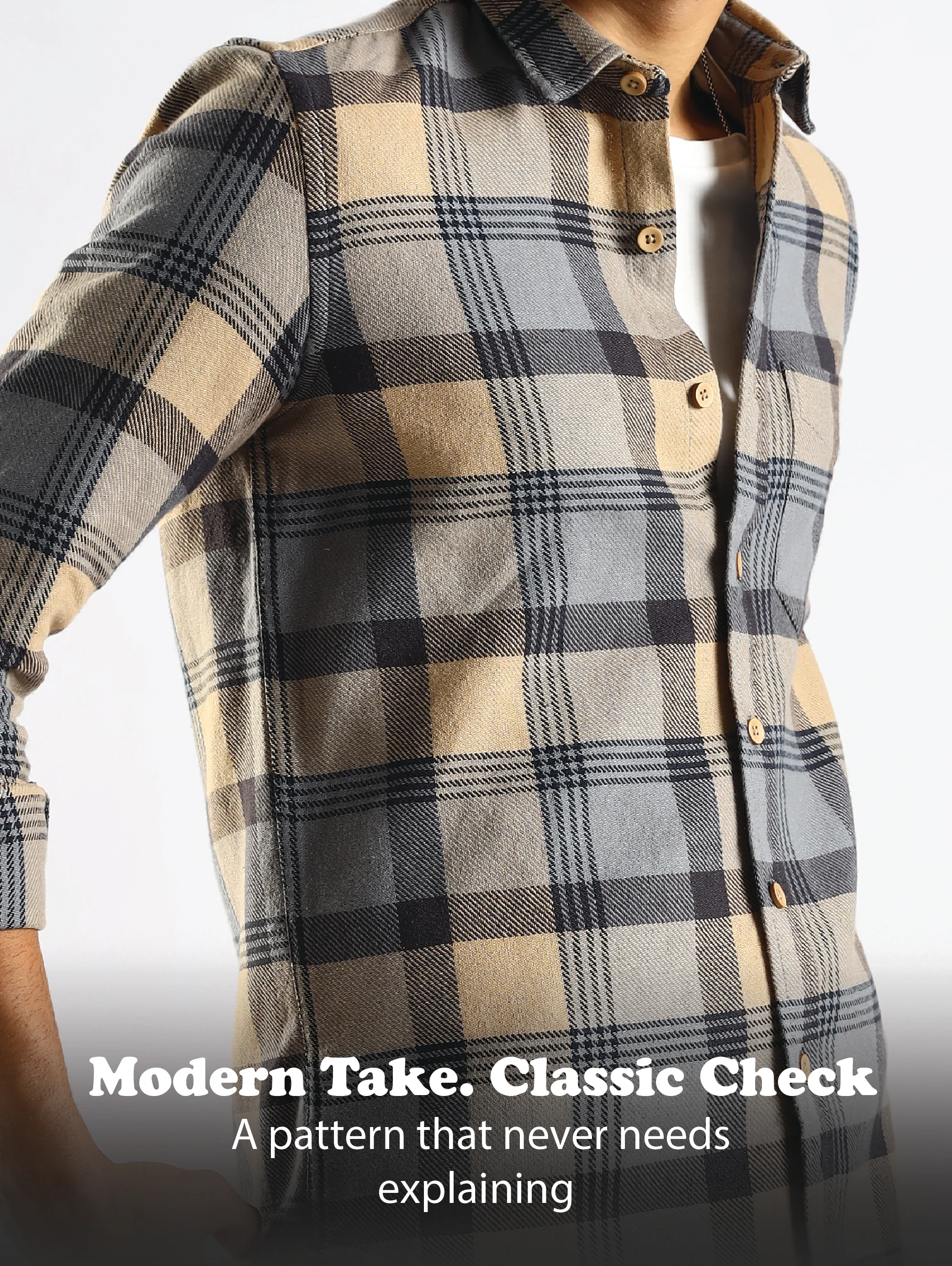 Men Grey Cotton Blend Checked Shirt - Image 13