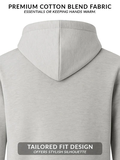 Men Grey Cotton Fleece Hoodie - Image 4