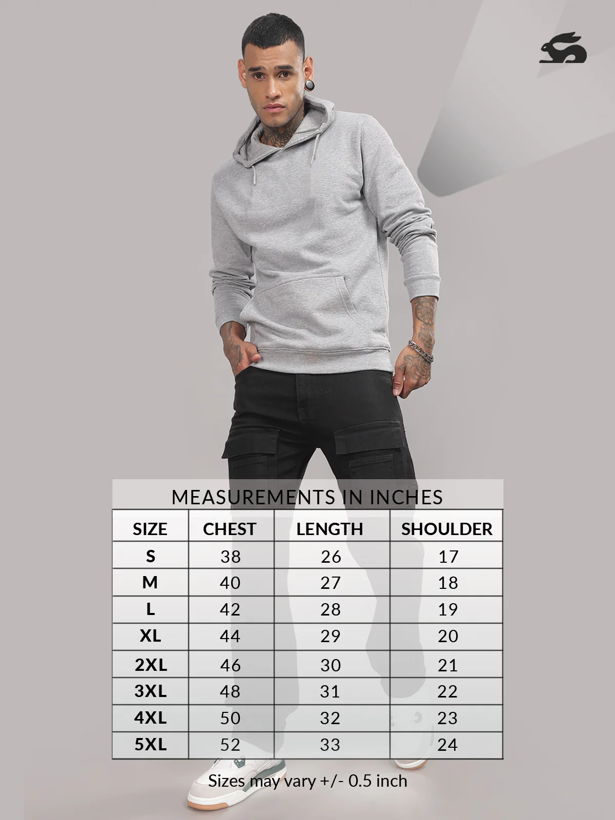 Men Grey Cotton Fleece Hoodie - Image 6