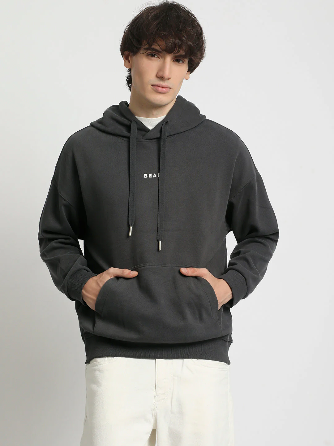 Men  Grey Cotton Hoodie - Image 2