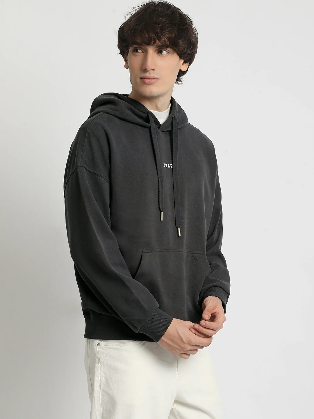 Men  Grey Cotton Hoodie - Image 3