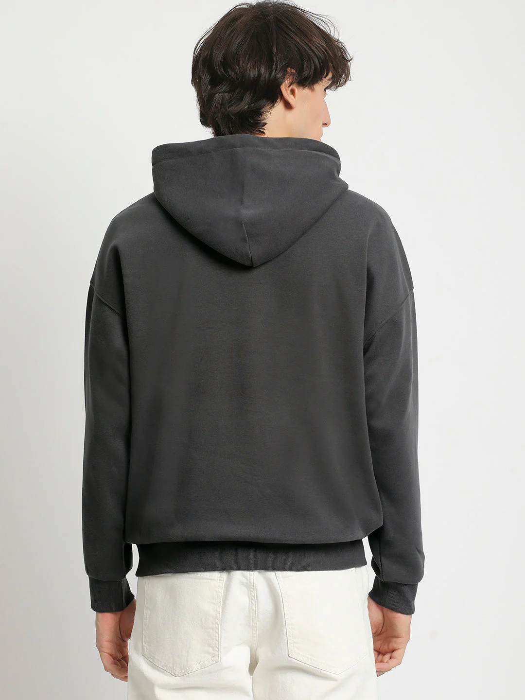 Men  Grey Cotton Hoodie - Image 4