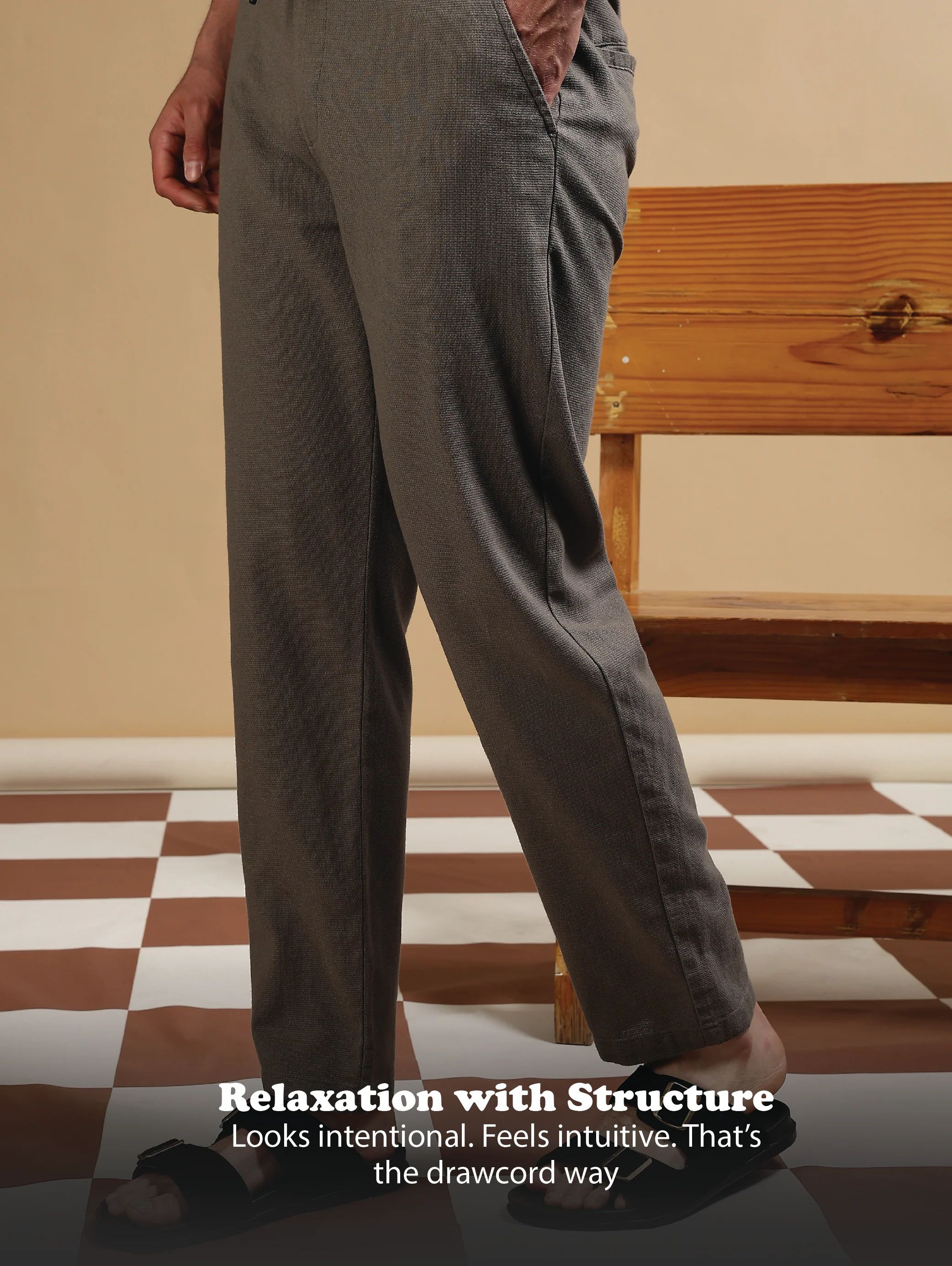 Men Grey Cotton Loose Fit Drawcord Pants - Image 11