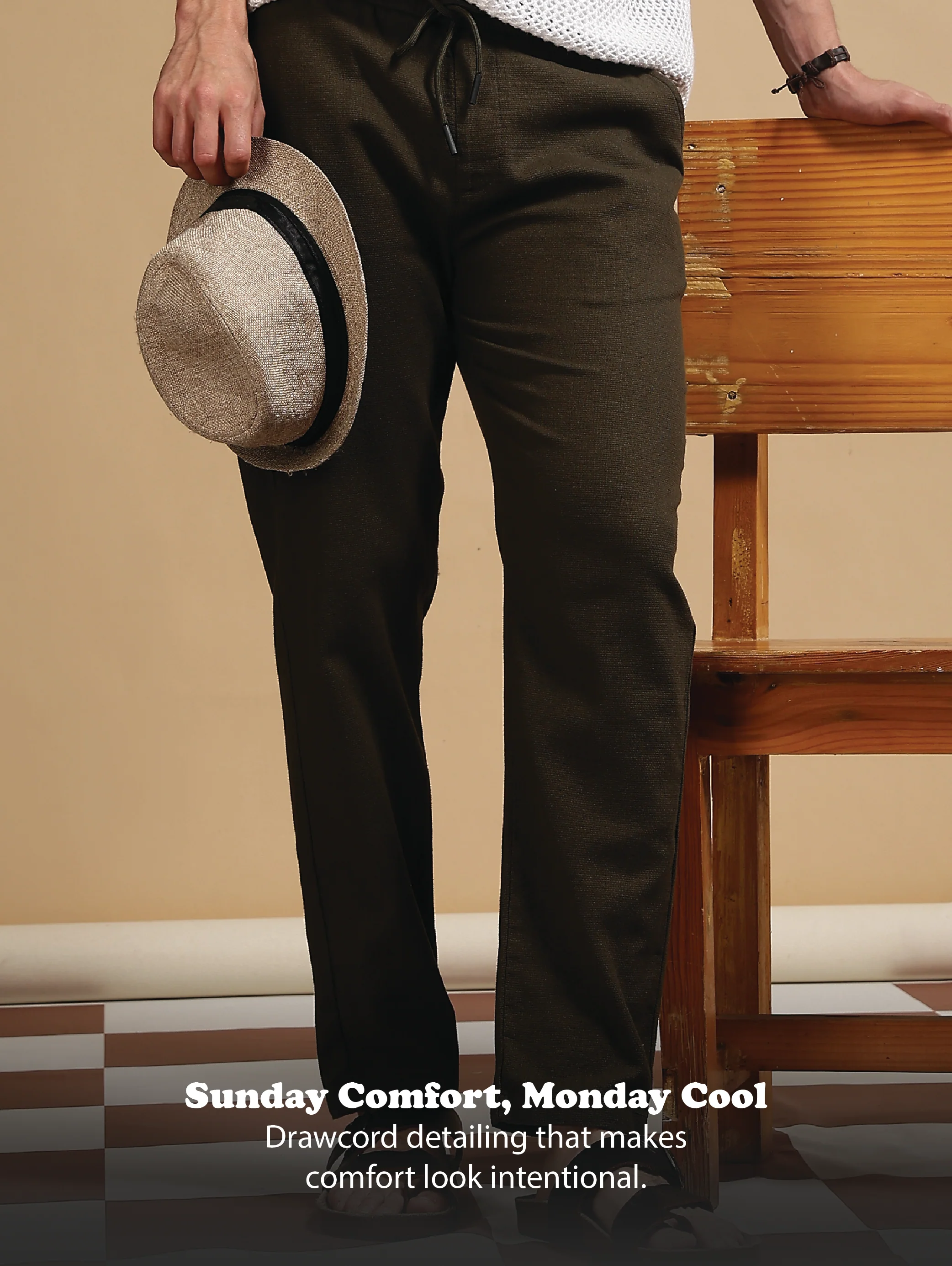 Men Grey Cotton Loose Fit Drawcord Pants - Image 12
