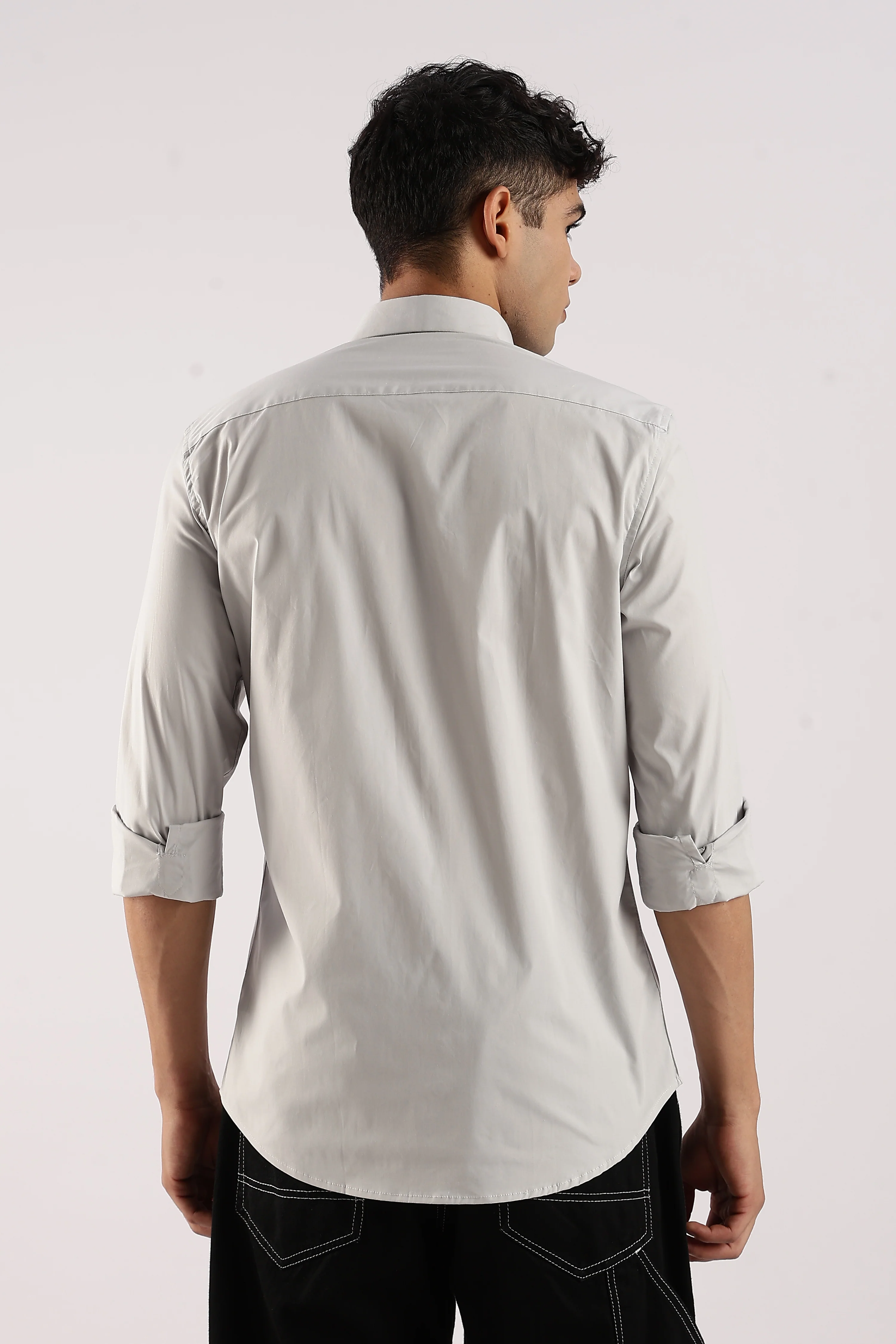 Men Grey Cotton Lycra Shirt - Image 3