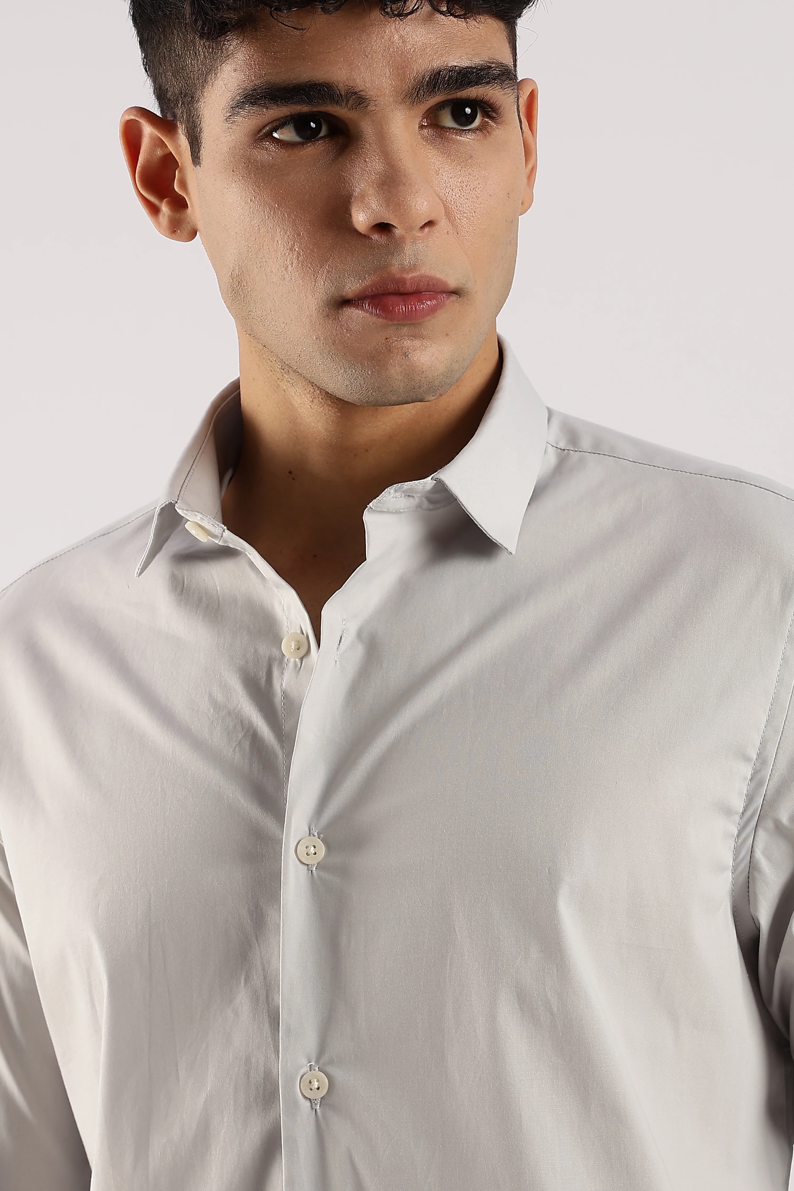 Men Grey Cotton Lycra Shirt - Image 5
