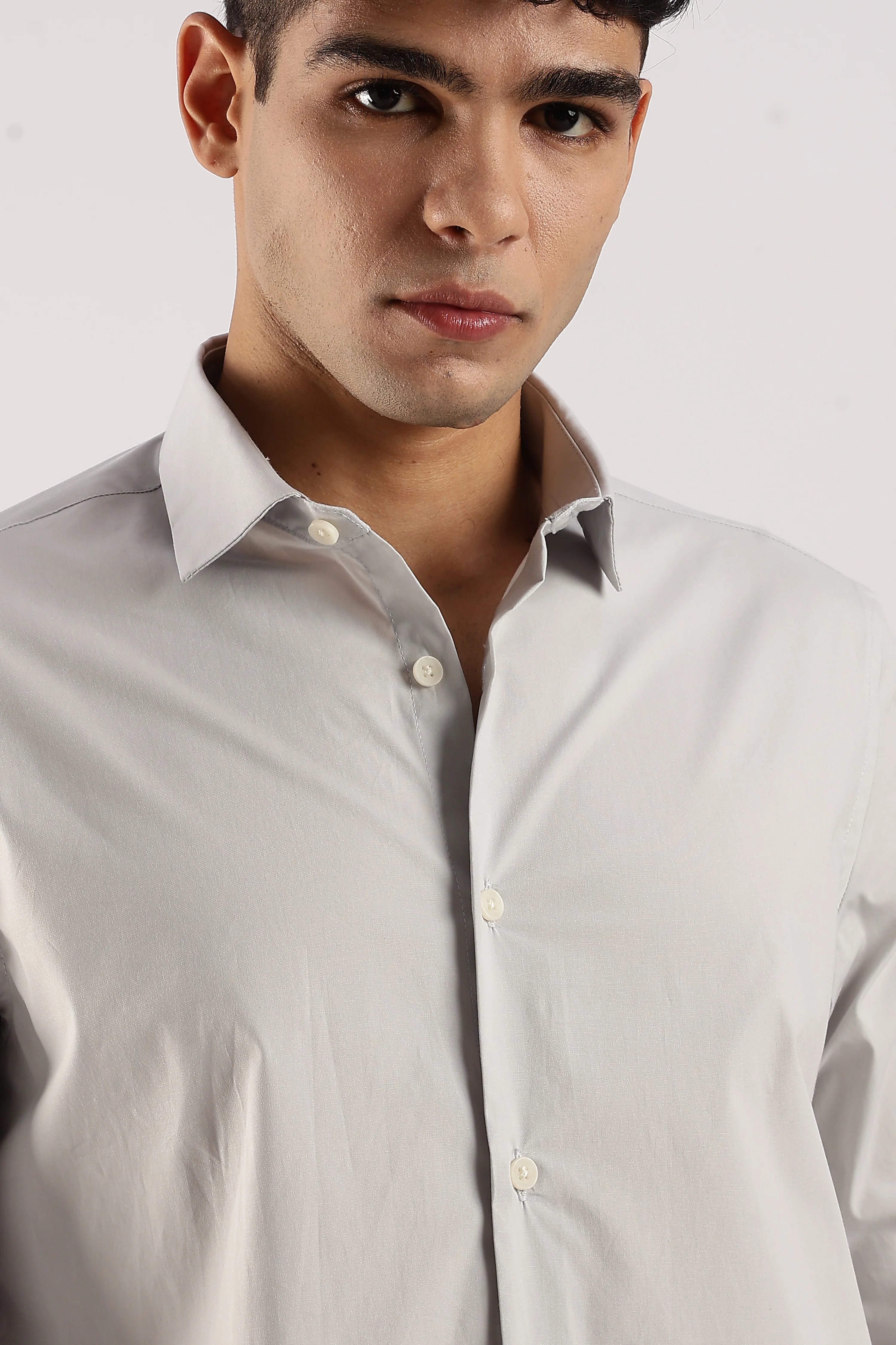 Men Grey Cotton Lycra Shirt - Image 6