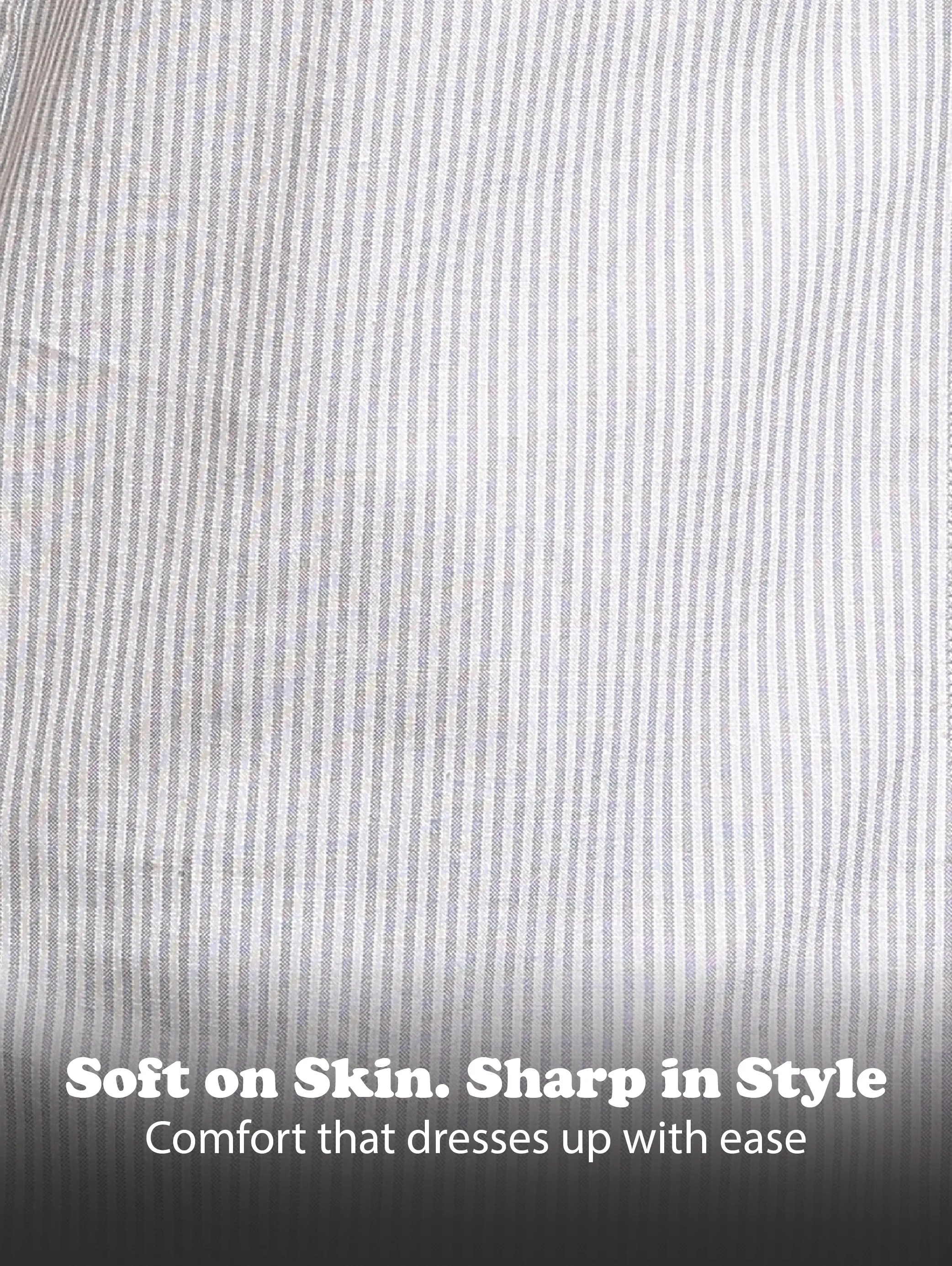 Men Grey Cotton Oxford Slim Fit Striped Shirt - Image 10