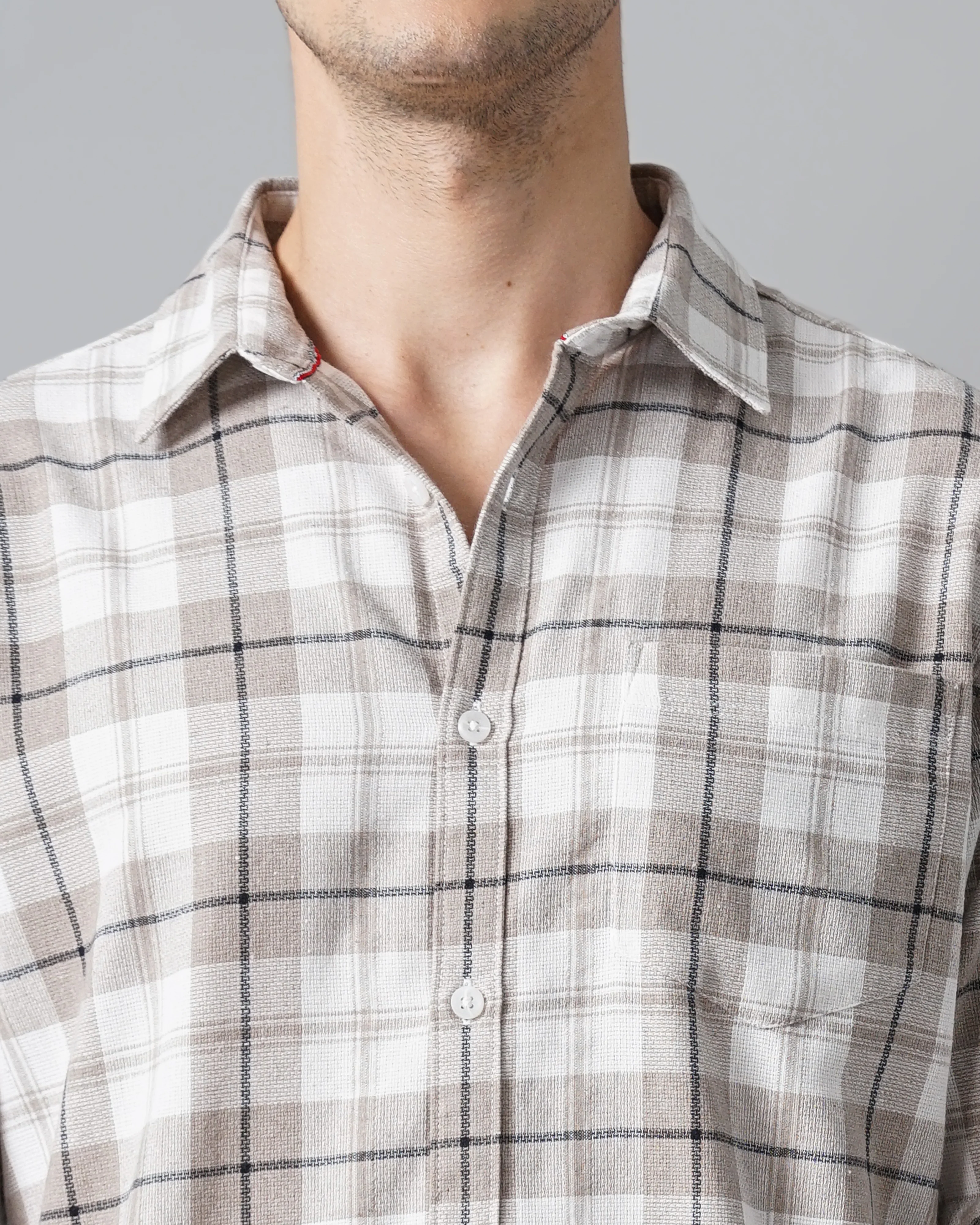 Men Grey Cotton Slim Shirt - Image 2