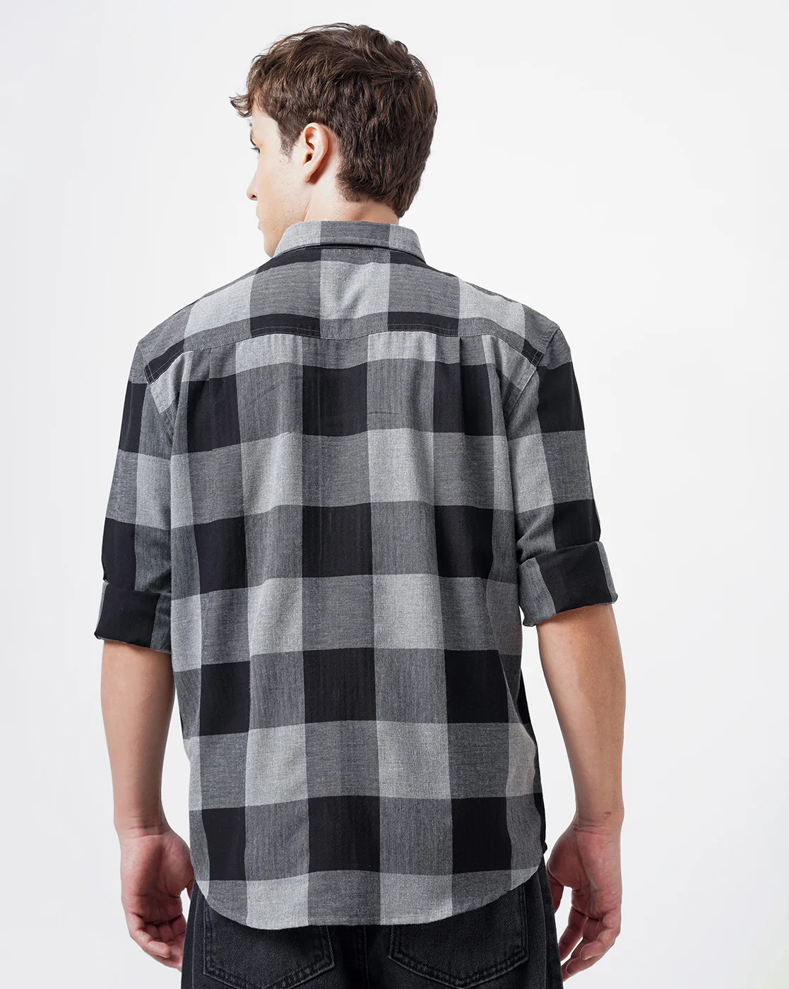 Men Grey Cotton Slim Shirt - Image 4