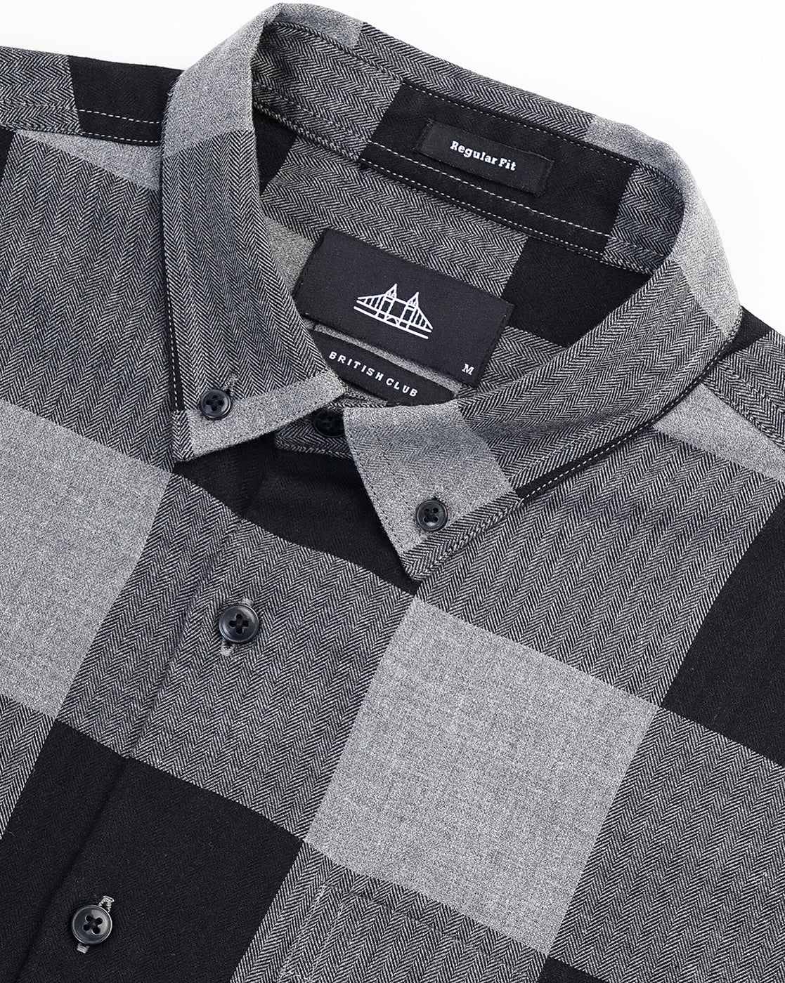 Men Grey Cotton Slim Shirt - Image 6