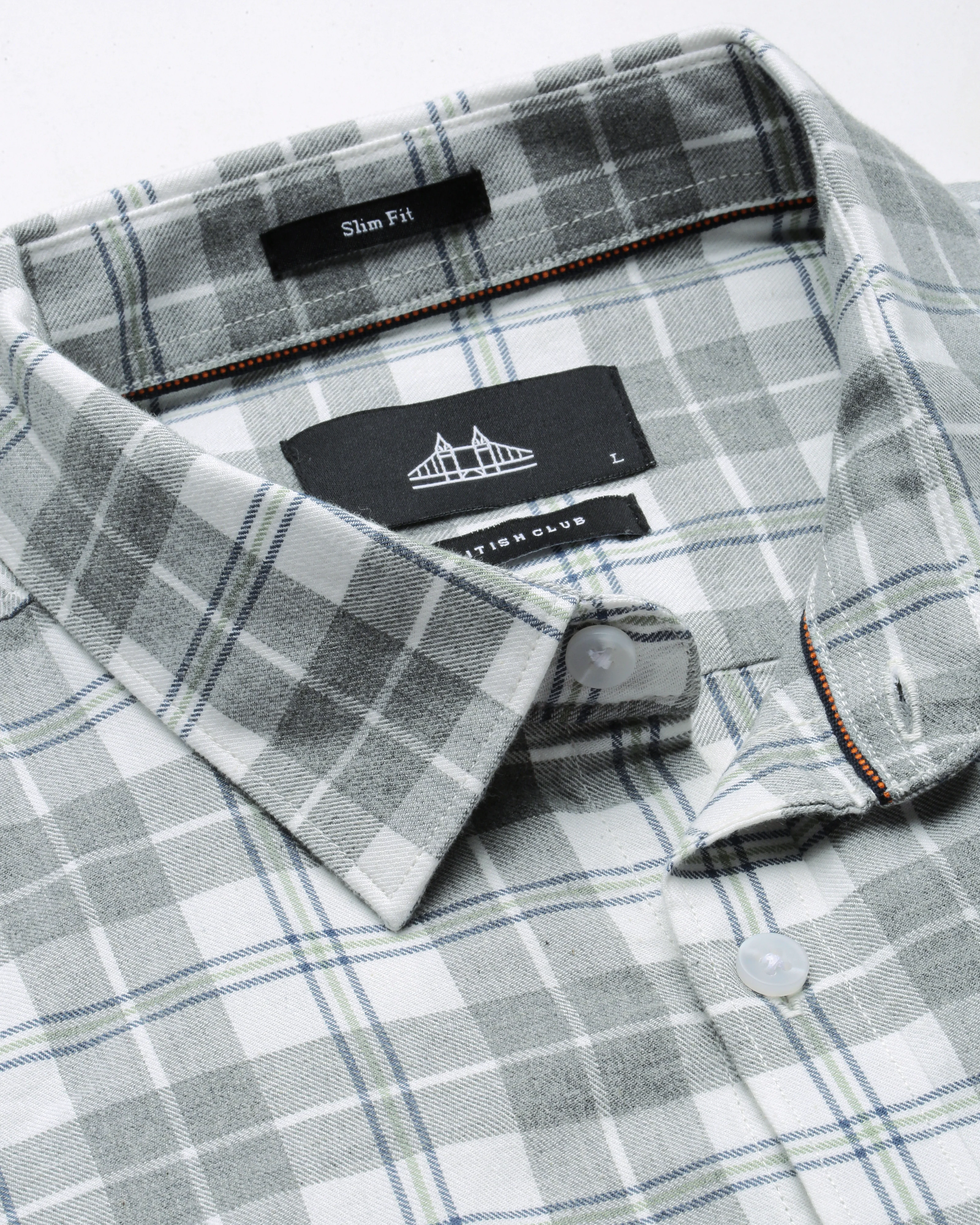 Men Grey Cotton Slim Shirt - Image 4