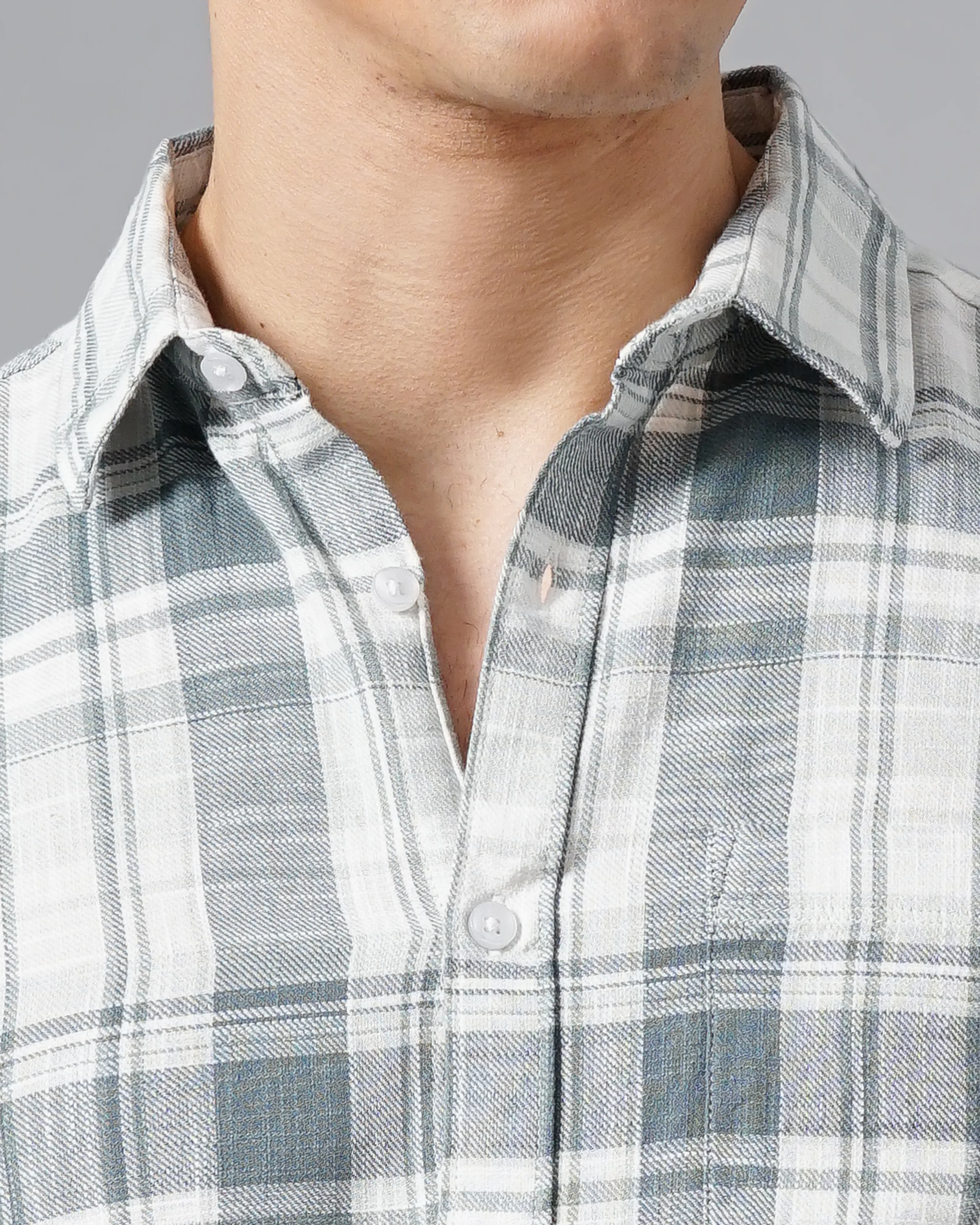 Men Grey Cotton Slim Shirt - Image 2