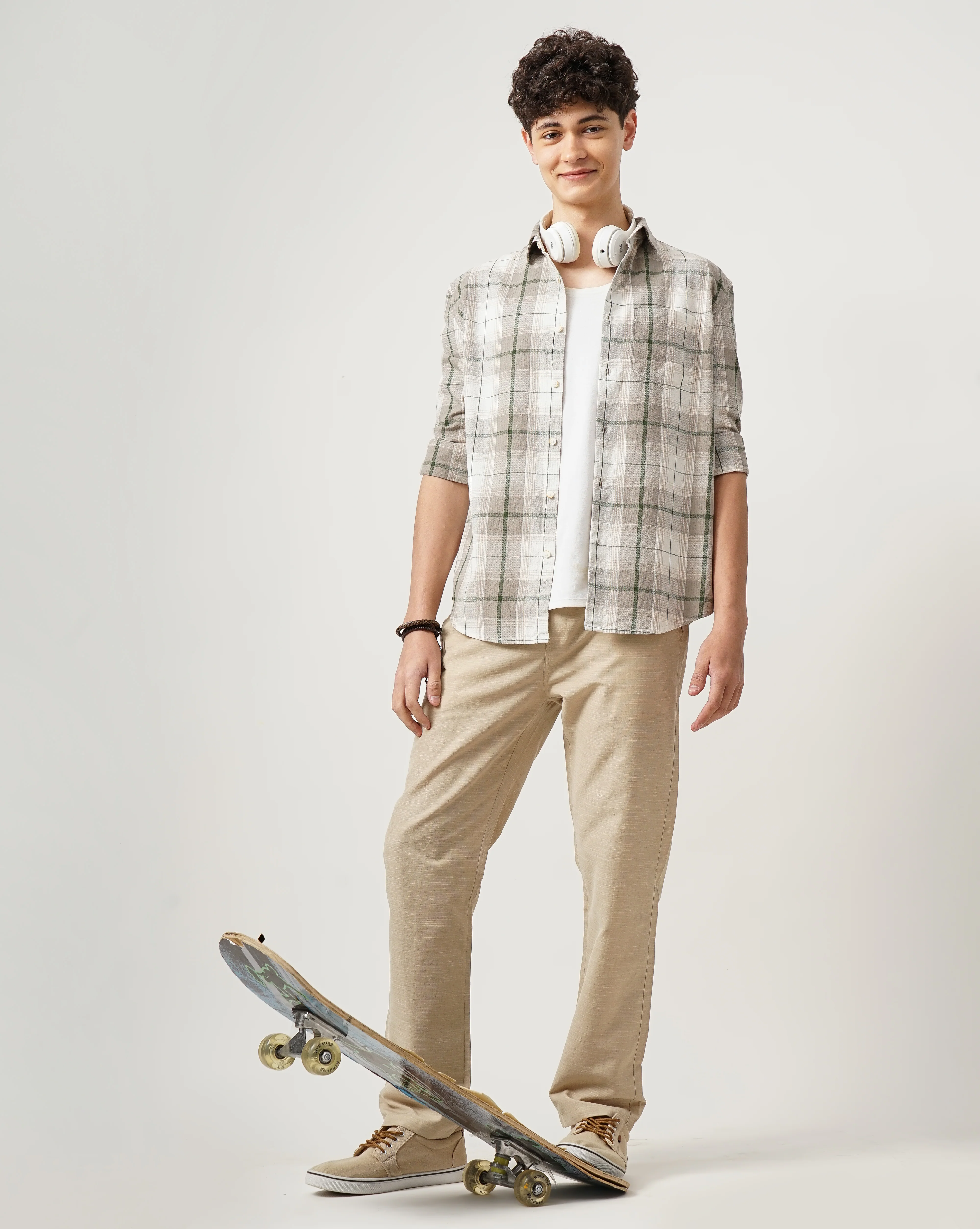 Men Grey Cotton Slim Shirt - Image 6