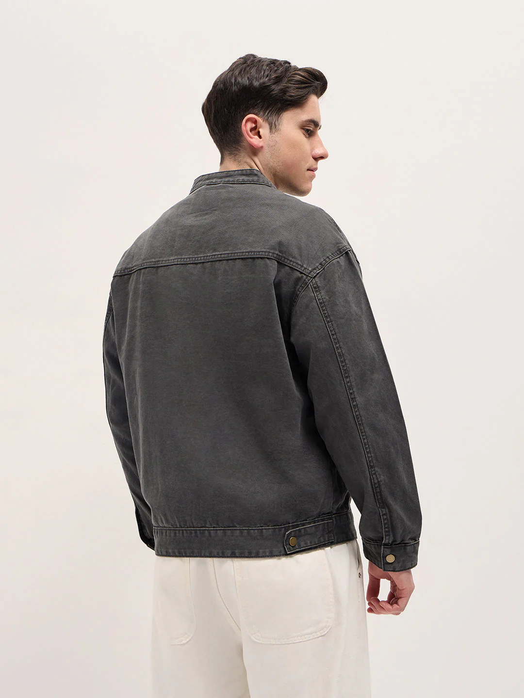 Men Grey Denim Jacket - Image 2
